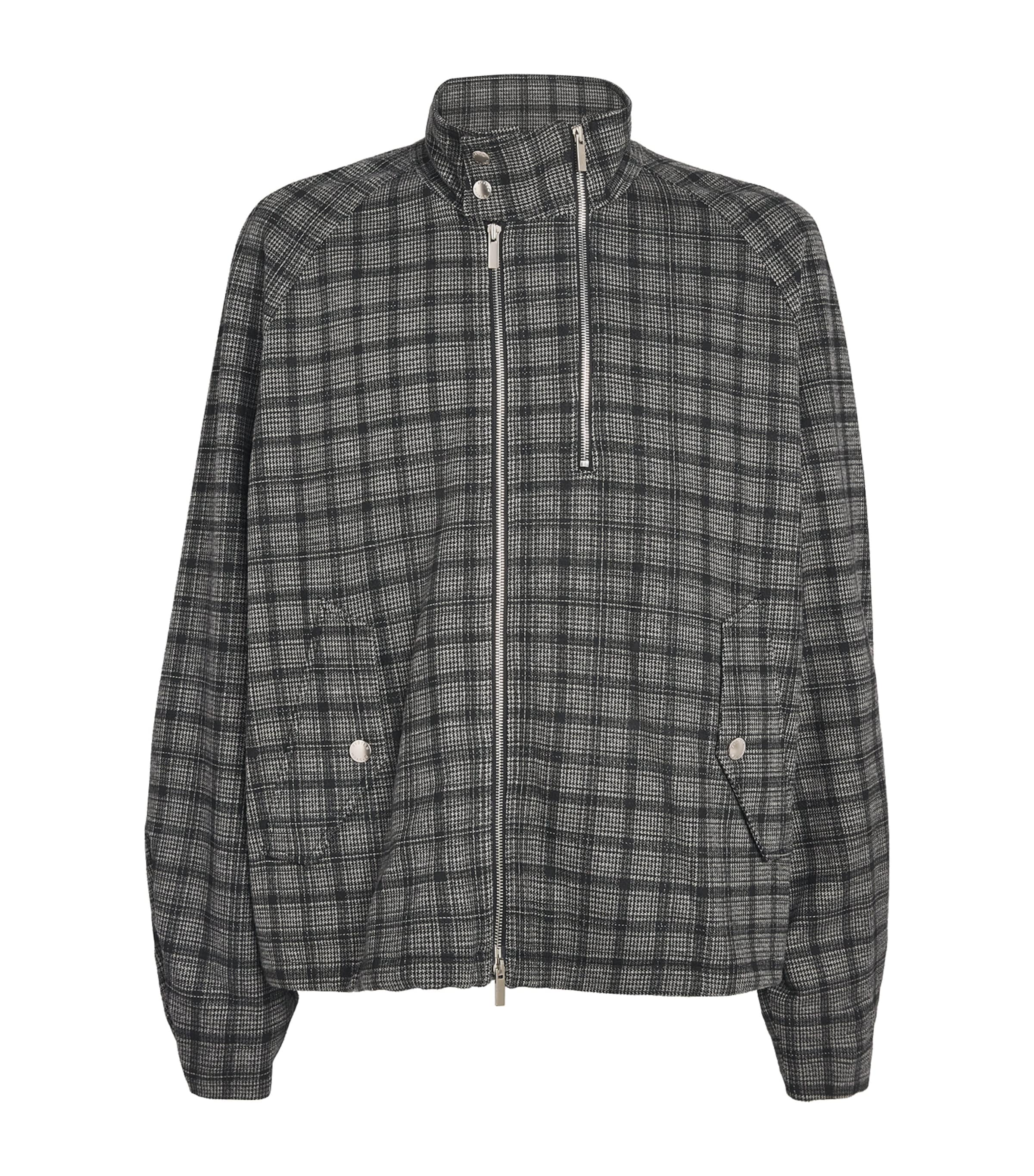 System Mens Check Bomber Jacket Dark Grey
