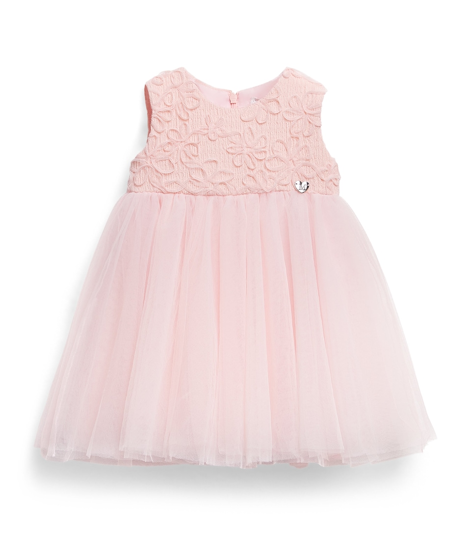 Monnalisa Floral-Appliqué Tulle Dress (9 Months-3 Years) Rosa Antico