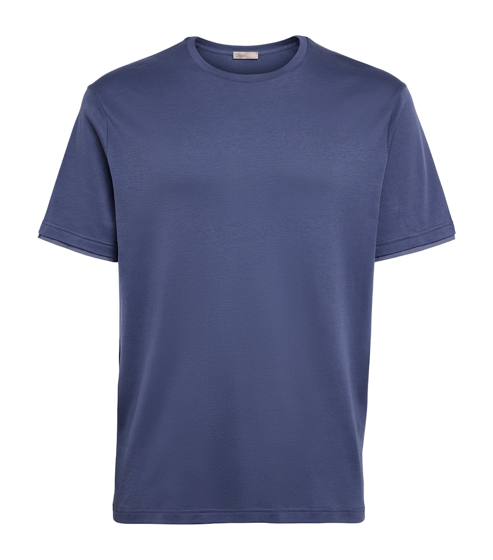 Herno Mens Cotton Layered T-Shirt Azzurro Denim