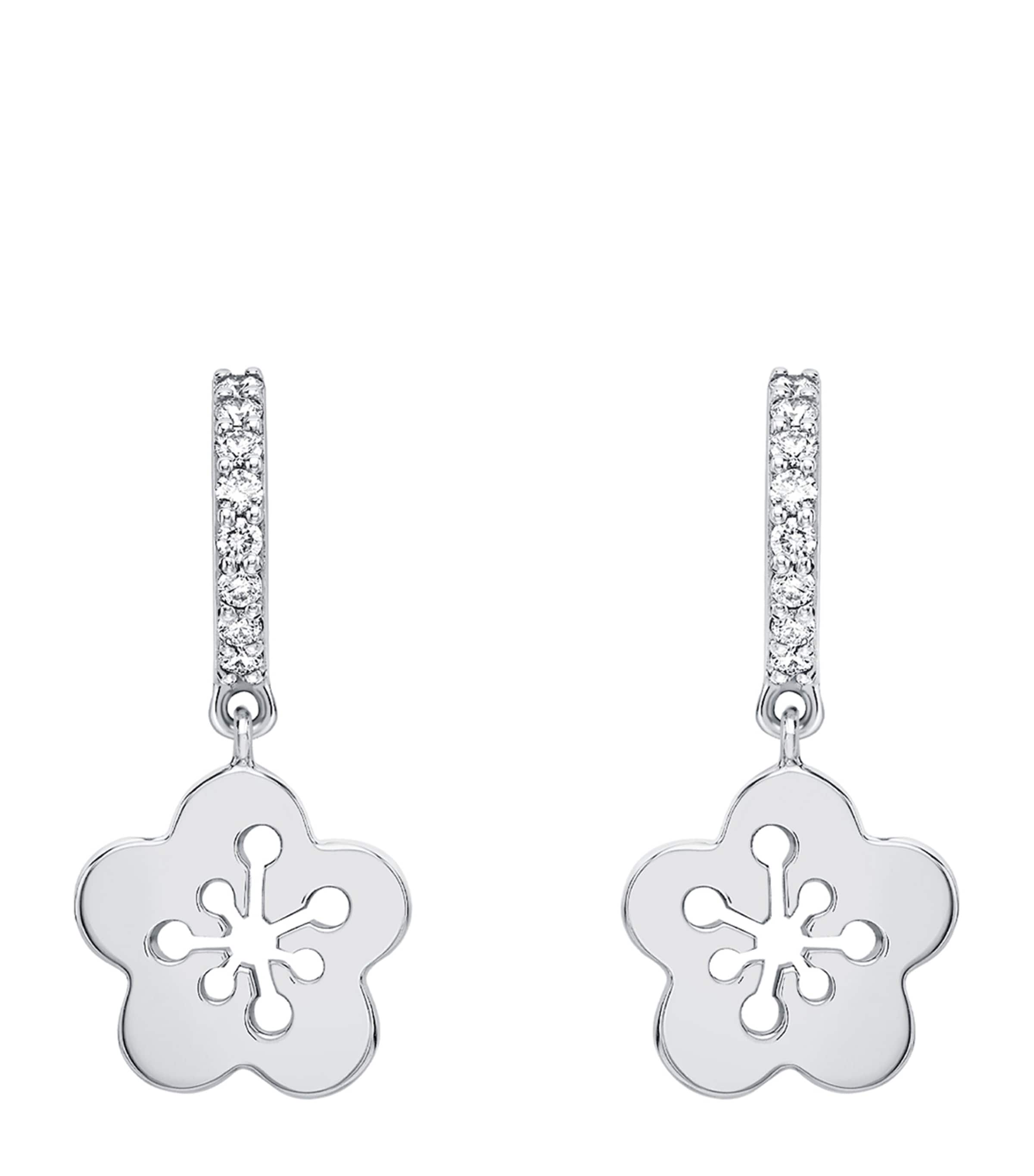 White Gold and Diamonds Mini Blossom Drop Earrings