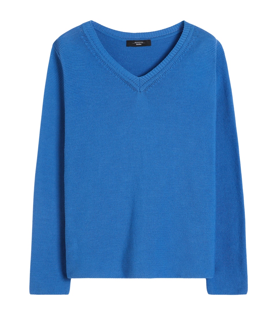 Weekend Max Mara Womens Cotton V-Neck Sweater Cornflower Blue
