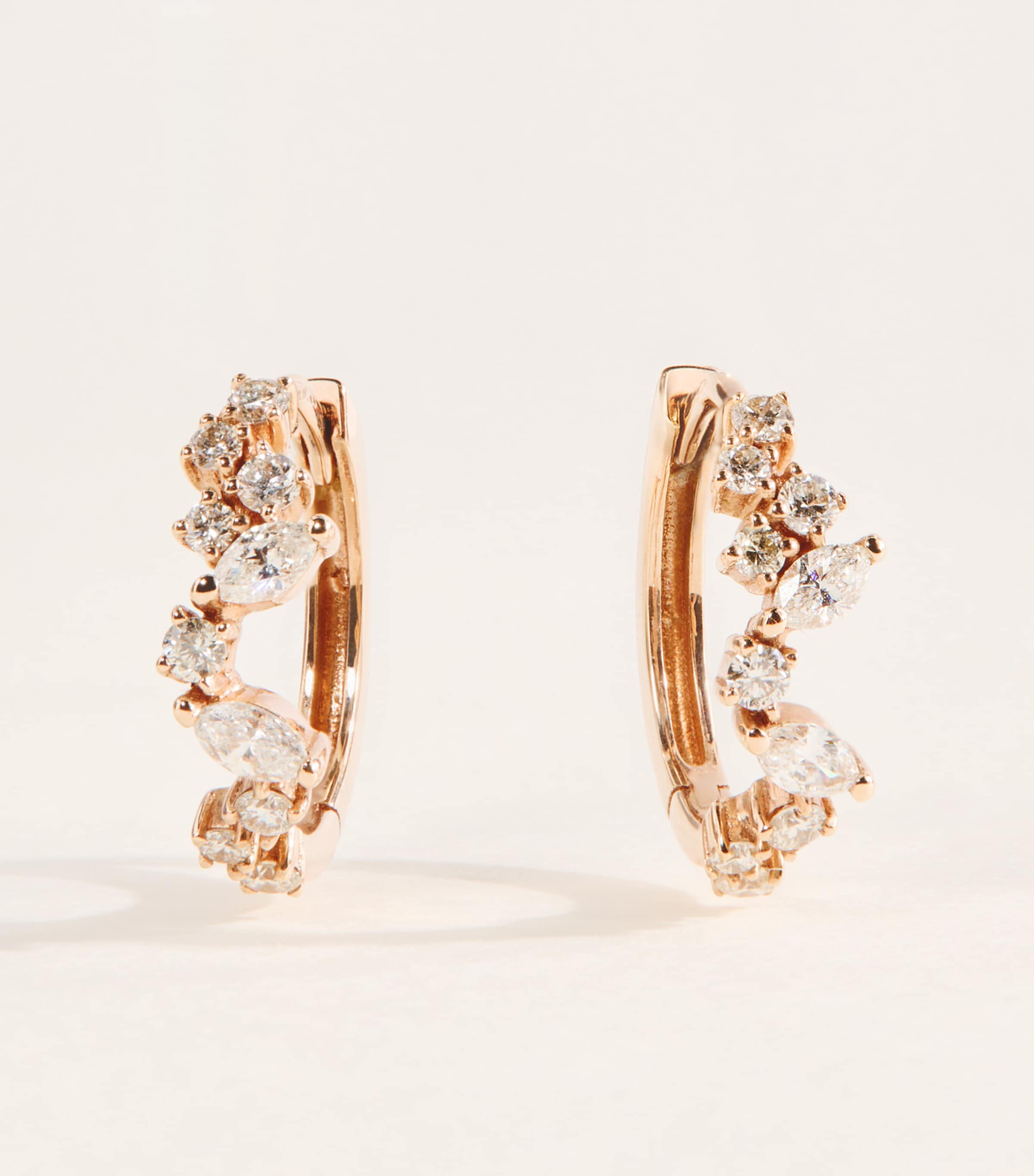 Rosa de la Cruz Rose Gold and Diamond Cascade Eternity Mini Hoop Earrings Rose Gold