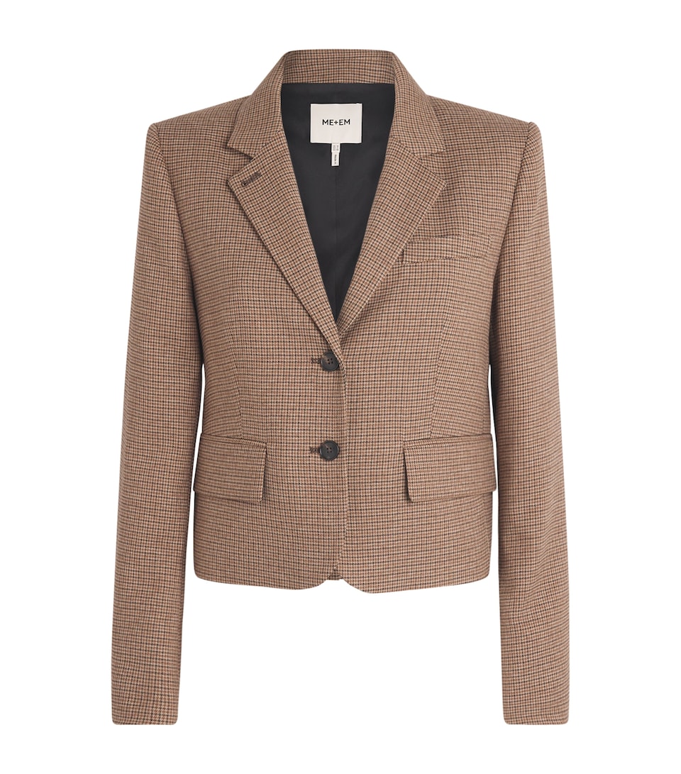 ME+EM Womens Slim Cropped Blazer Pecan Brown Multi