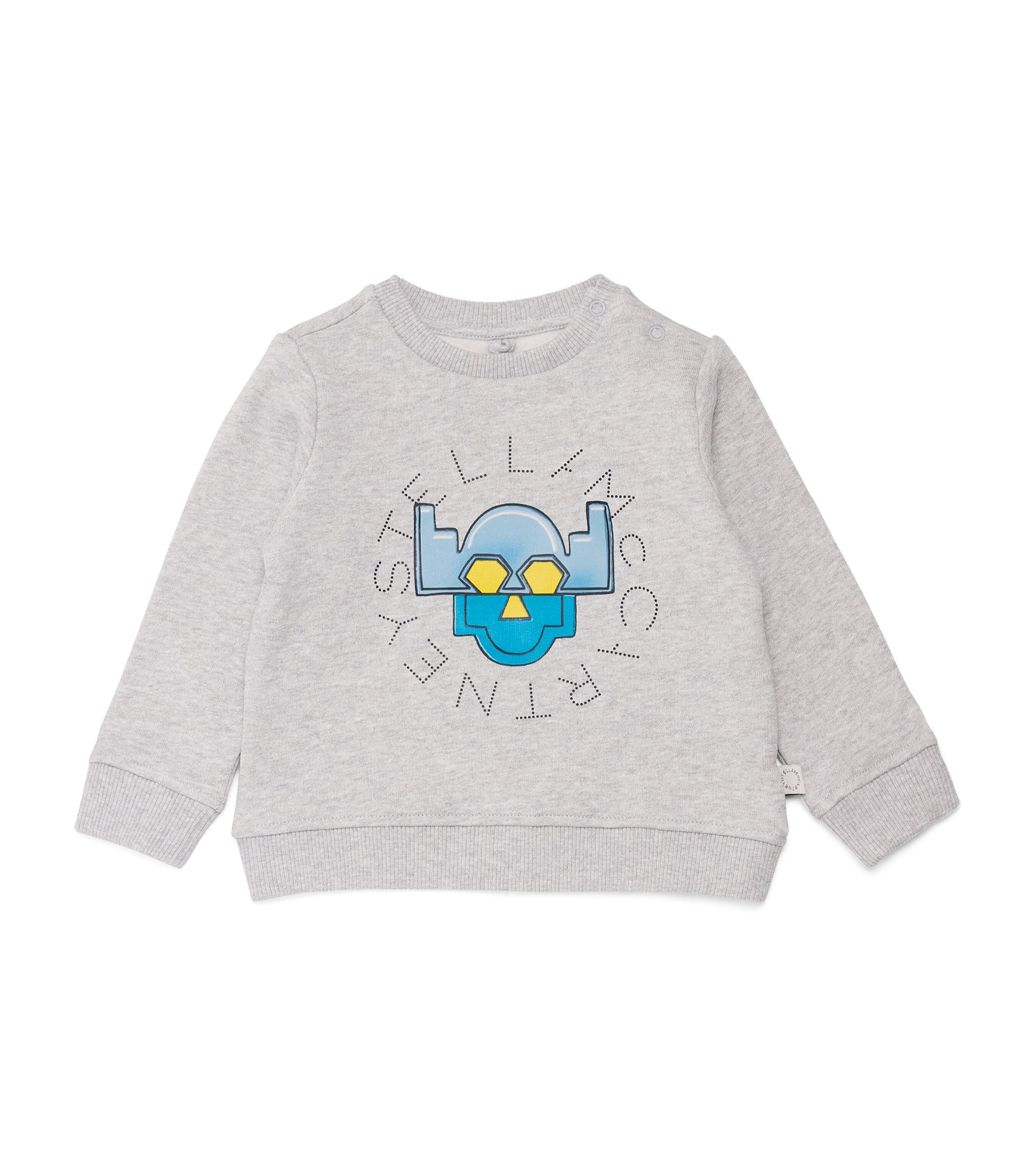 Stella McCartney Kids Cotton Robot Logo Sweatshirt (3-36 Months) Grigio Medio Mel.