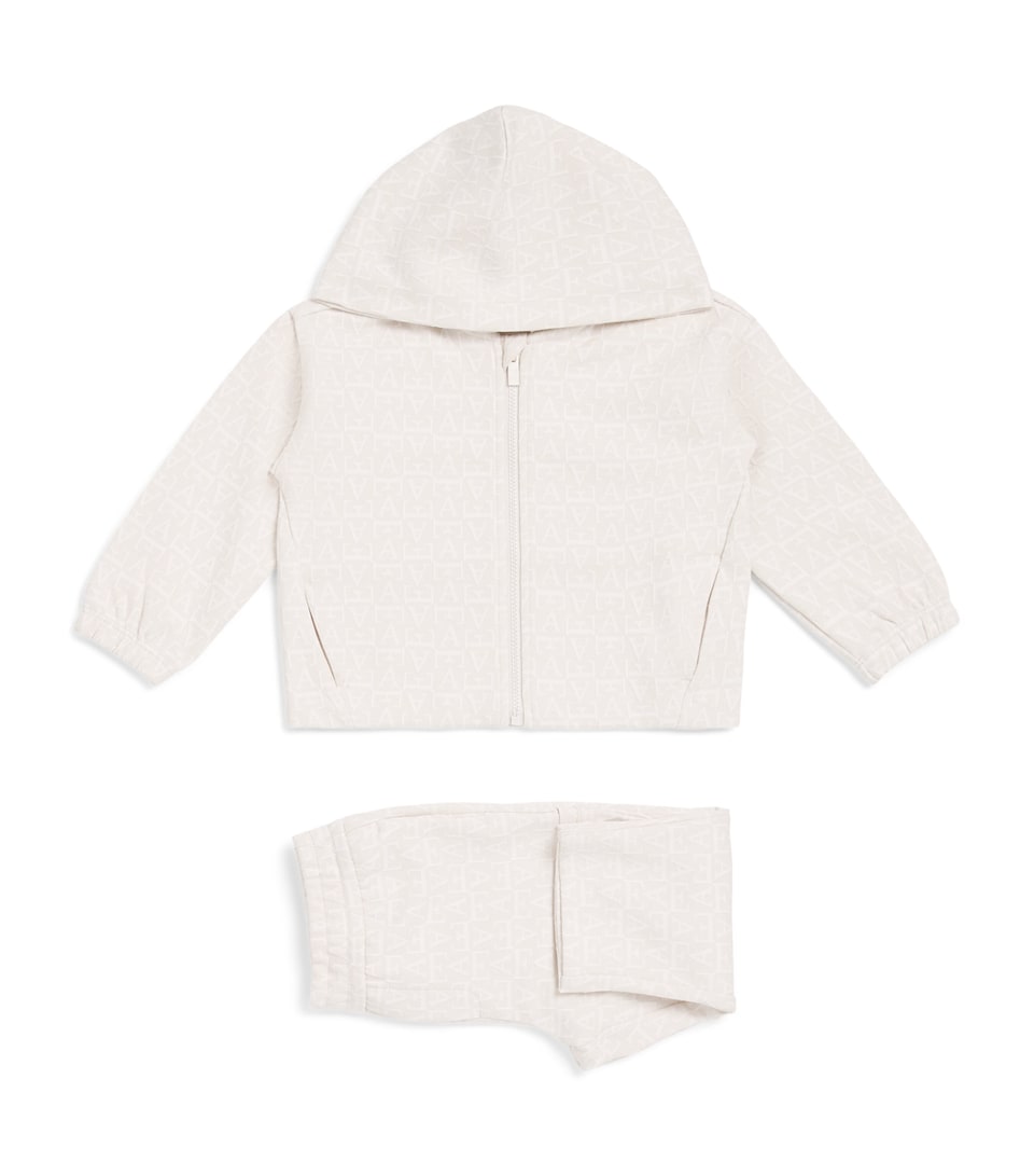 Emporio Armani Kids Logo Hoodie and Sweatpants Set (3-36 Months) White Sand