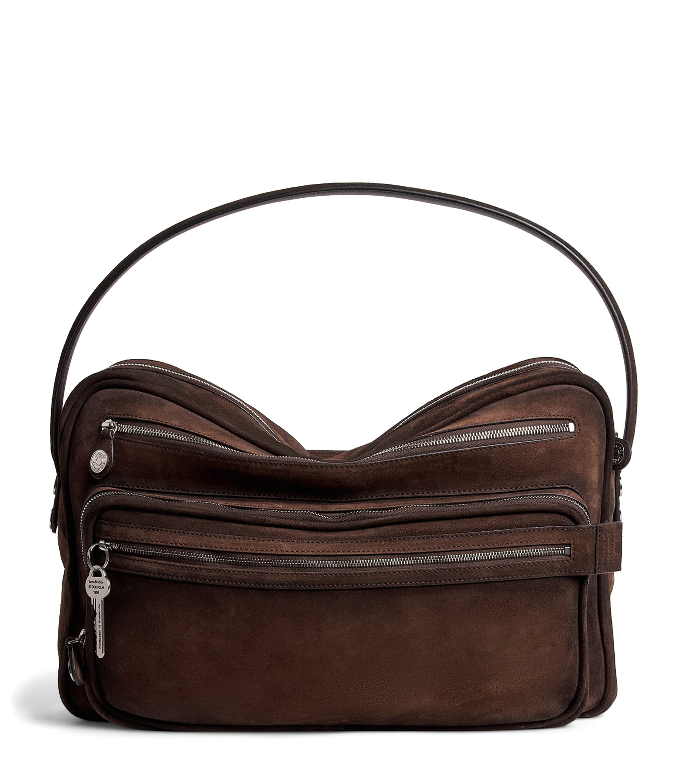 Acne Studios Waxed Leather Camero Party Shoulder Bag Dakr Brown