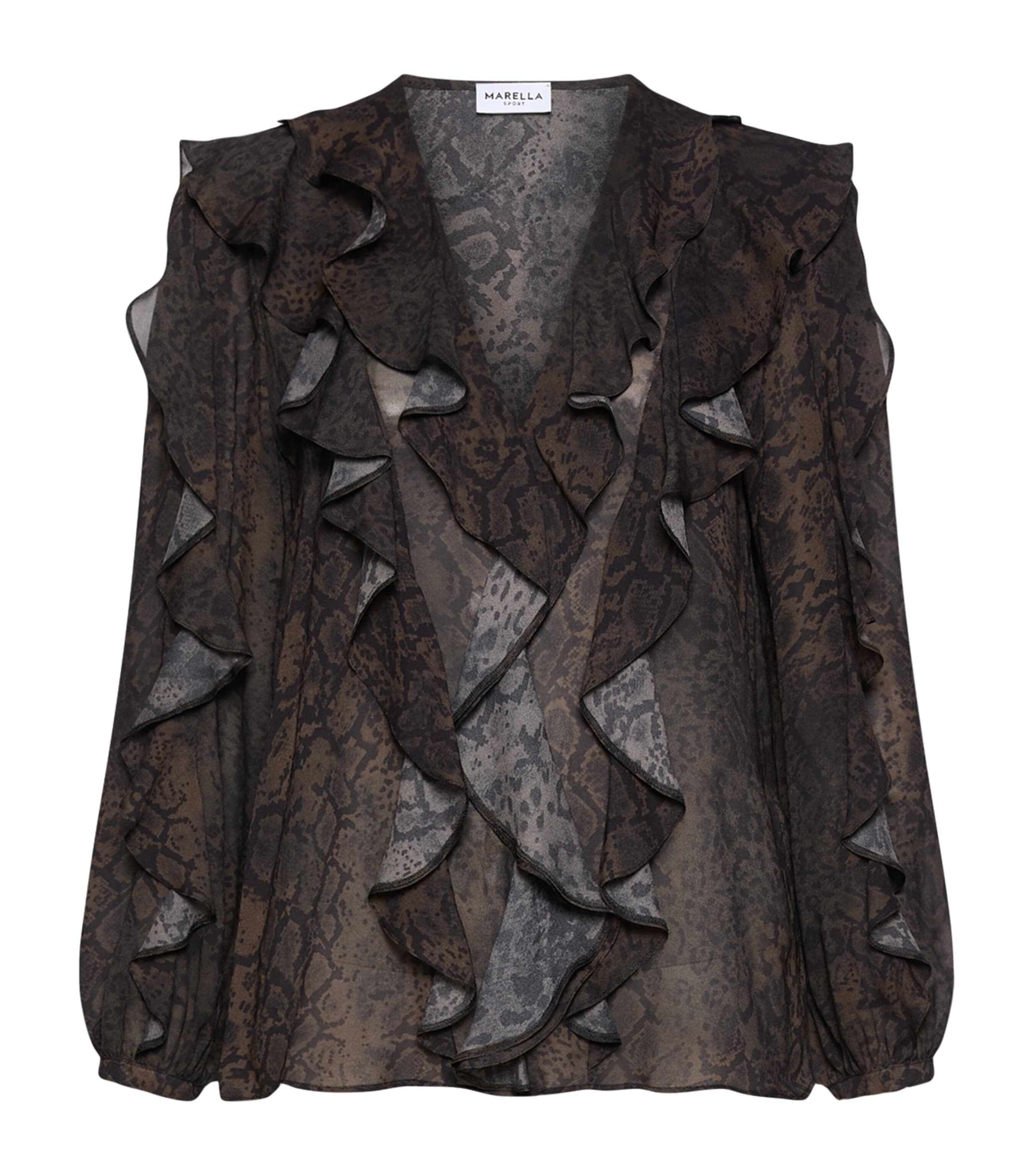 Marella Womens Georgette Snake Print Blouse Brown