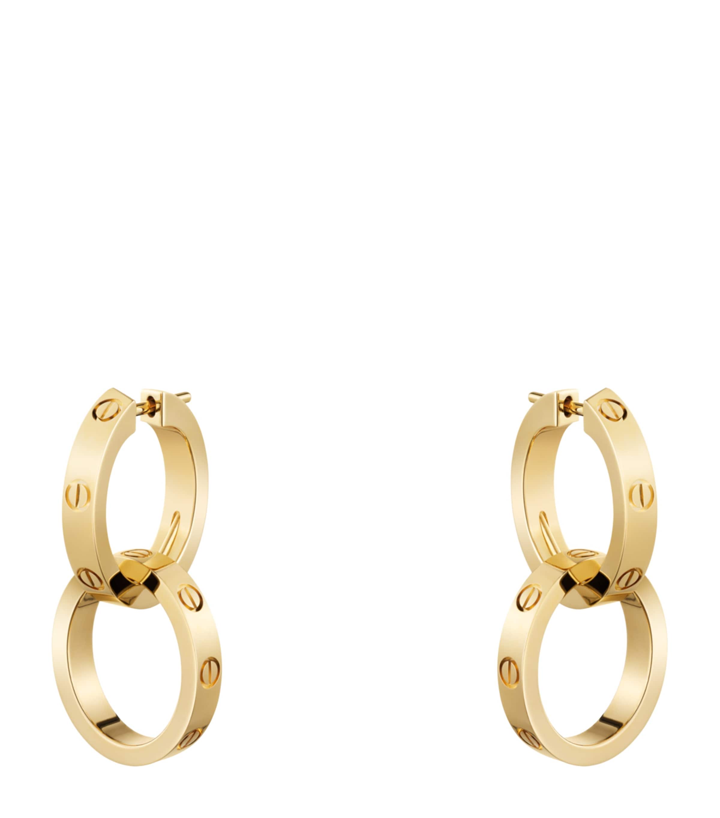 Yellow Gold LOVE Double Hoop Earrings