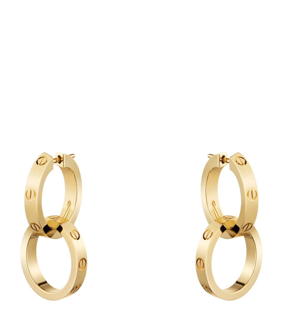 Yellow Gold LOVE Double Hoop Earrings