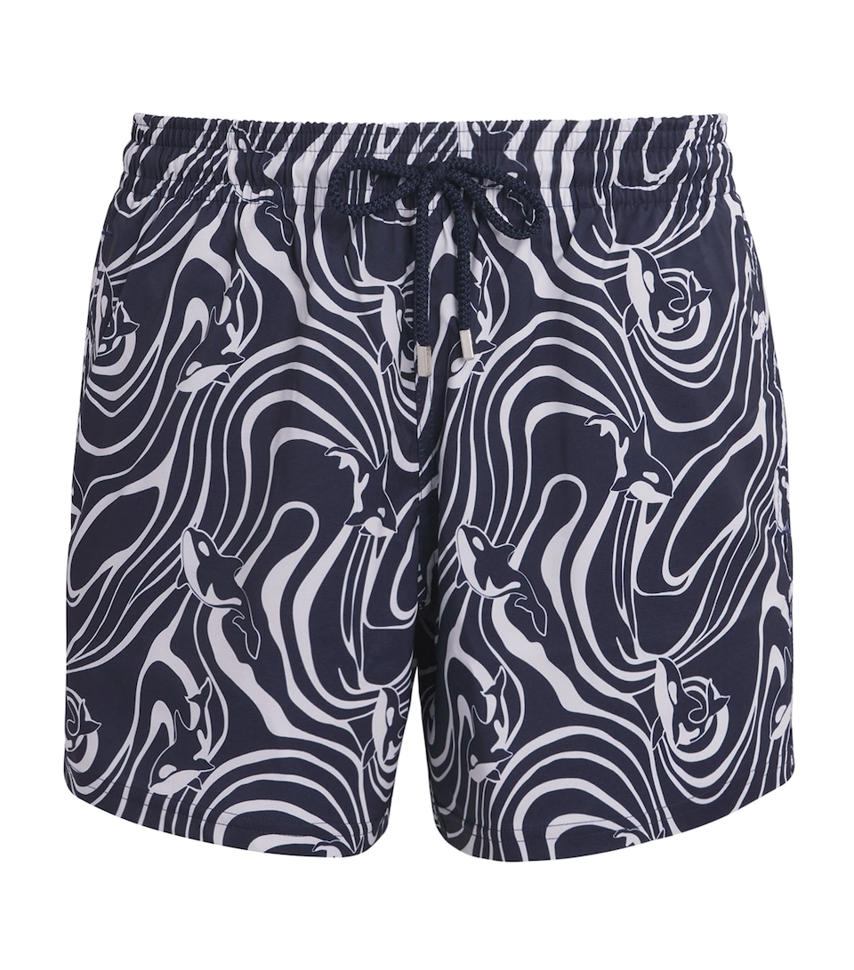 Vilebrequin Mens Printed Moorise Swim Shorts Bleu Marine