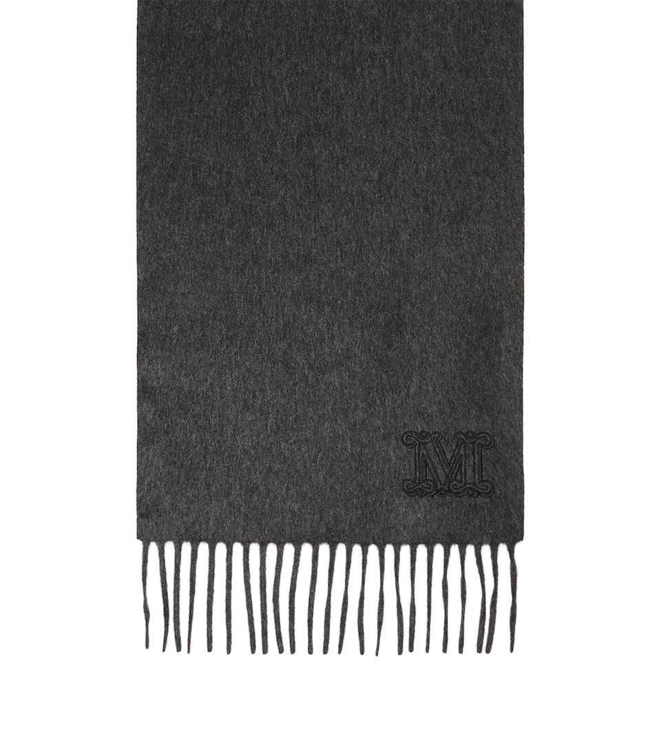 Max Mara Cashmere Monogram Scarf Dark Grey