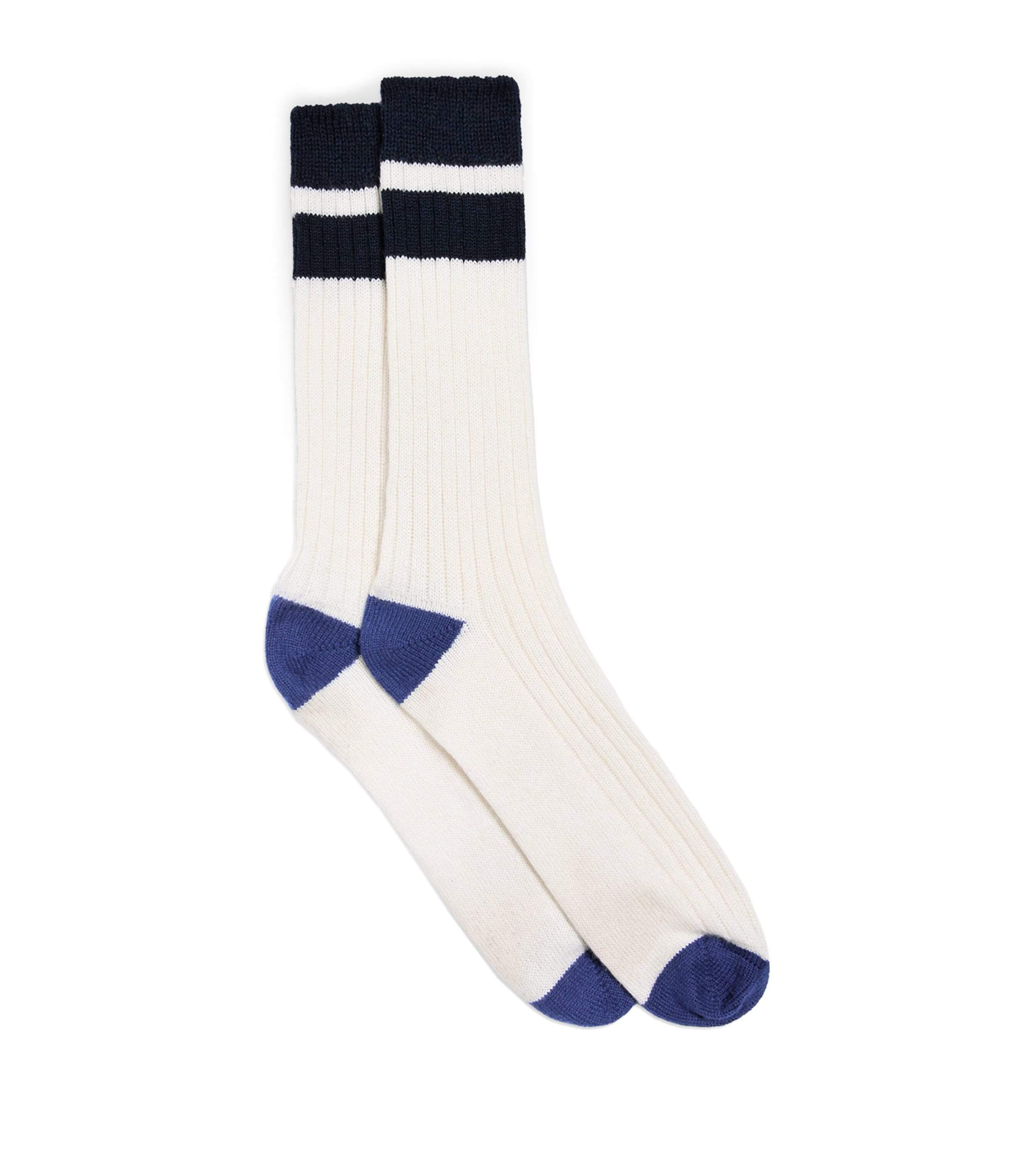 Dunhill Mens Cashmere-Cotton Stripe Socks Navy