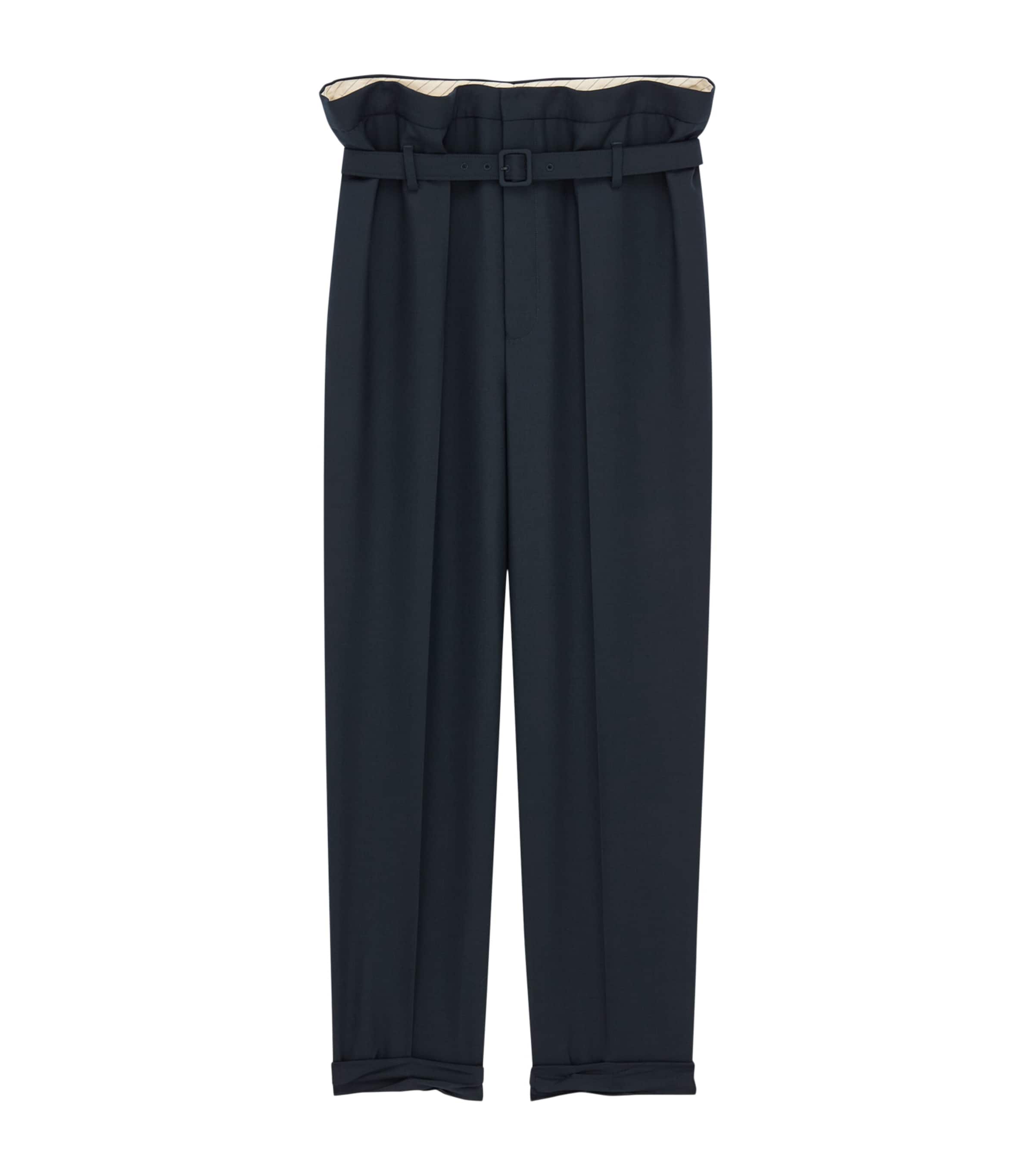 Virgin Wool Paperbag Slim Trousers