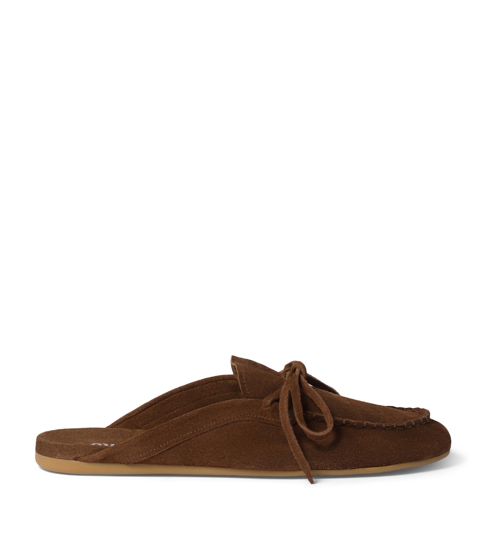 Miu Miu Suede Deck Mules Brown