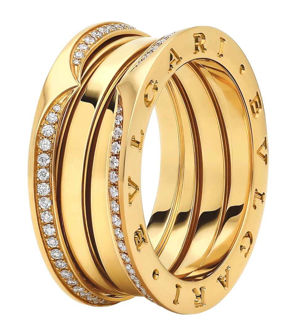 Yellow Gold and Diamond B.zero1 Three-Band Ring