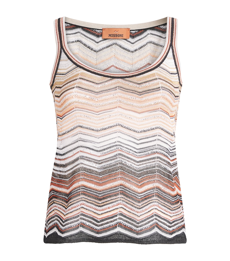 Sequinned Zigzag Tank Top
