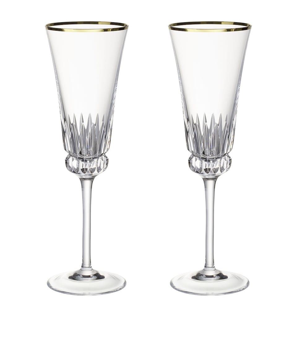 Villeroy & Boch Set of 2 Grand Royal Gold Champagne Flutes (120ml) Clear