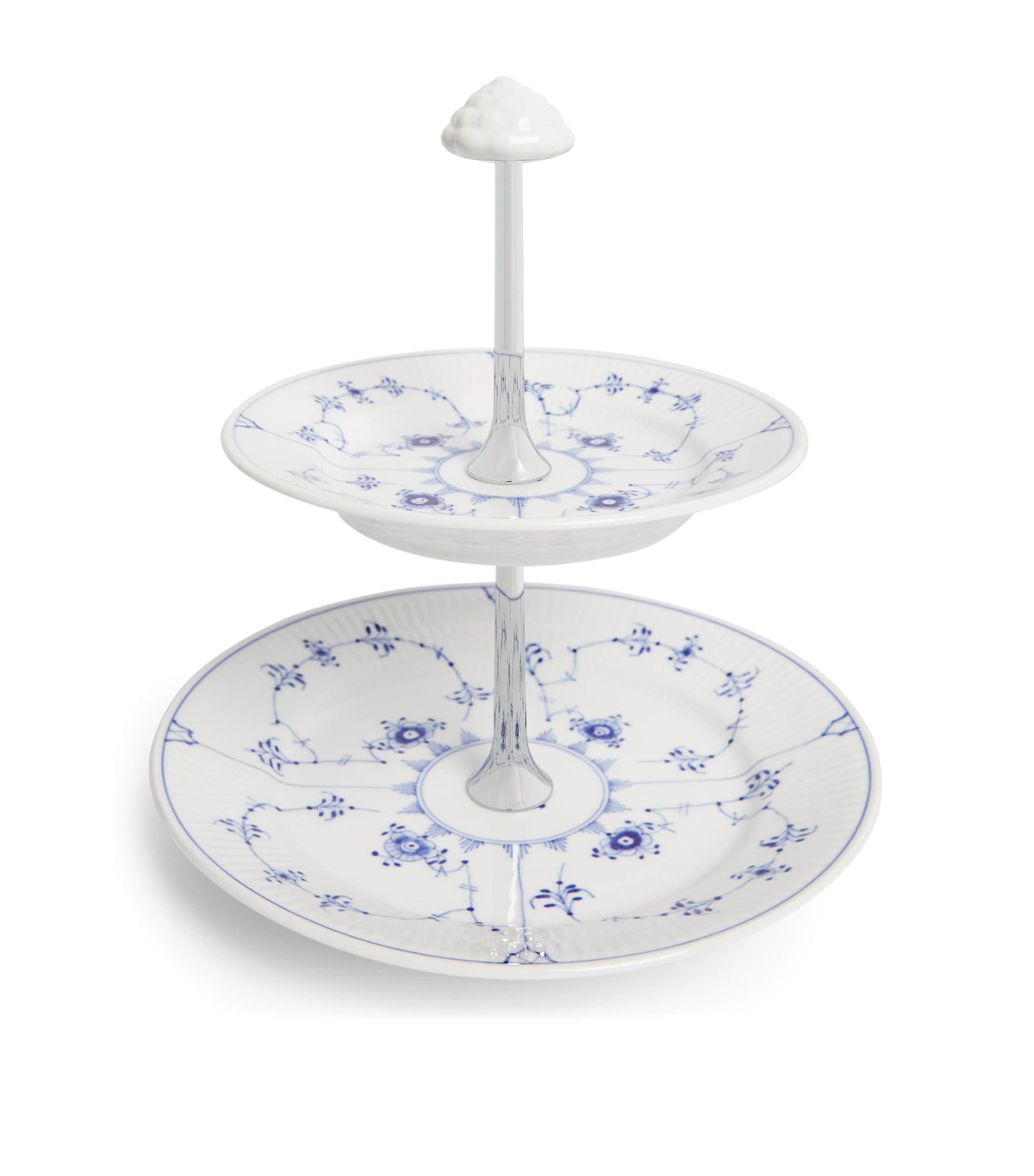 Blue Fluted Plain 2-Tier Étagère