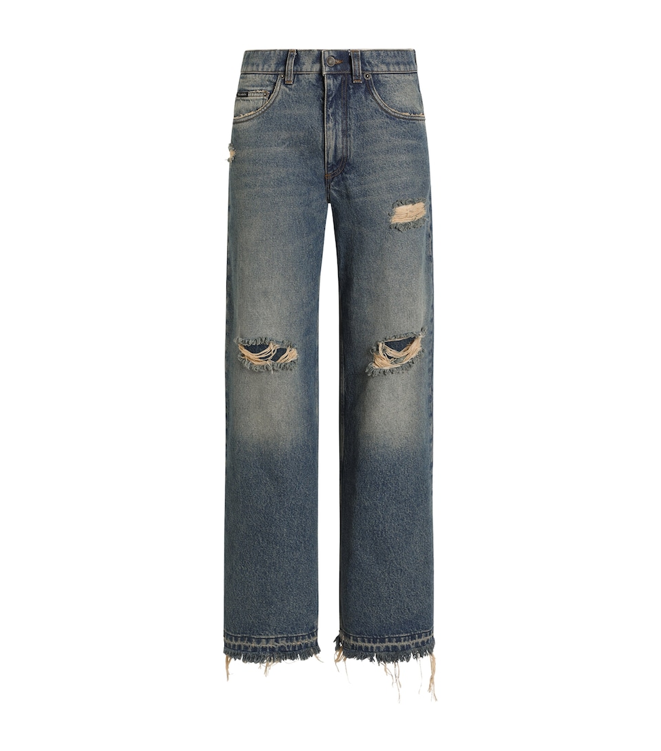 Dolce&Gabbana Womens Ripped Straight-Leg Jeans Combined Colou