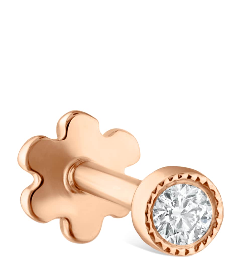 Scalloped Set Diamond Threaded Single Stud Earring (1.5mm)