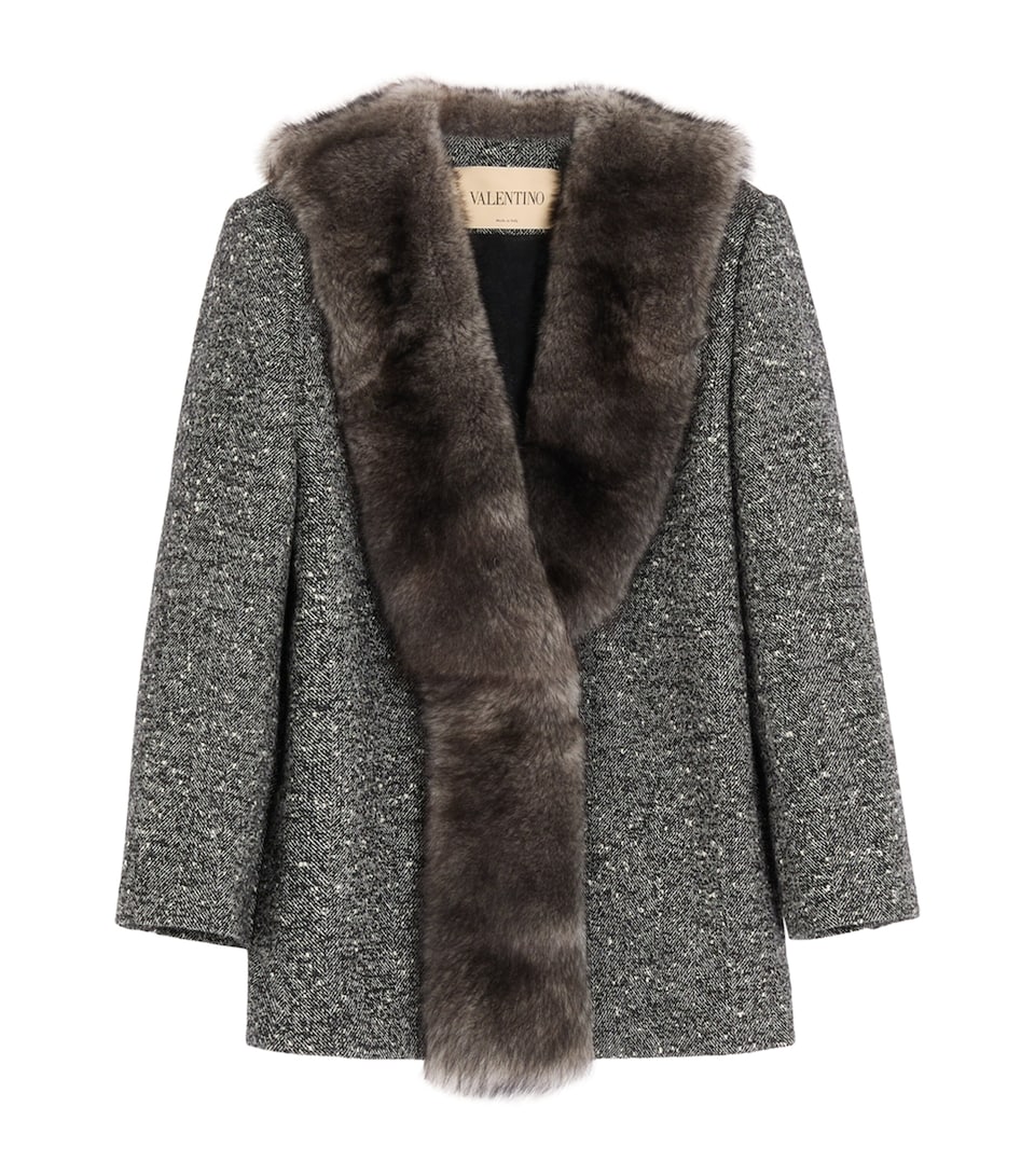 Valentino Womens Bouclé Caban Jacket