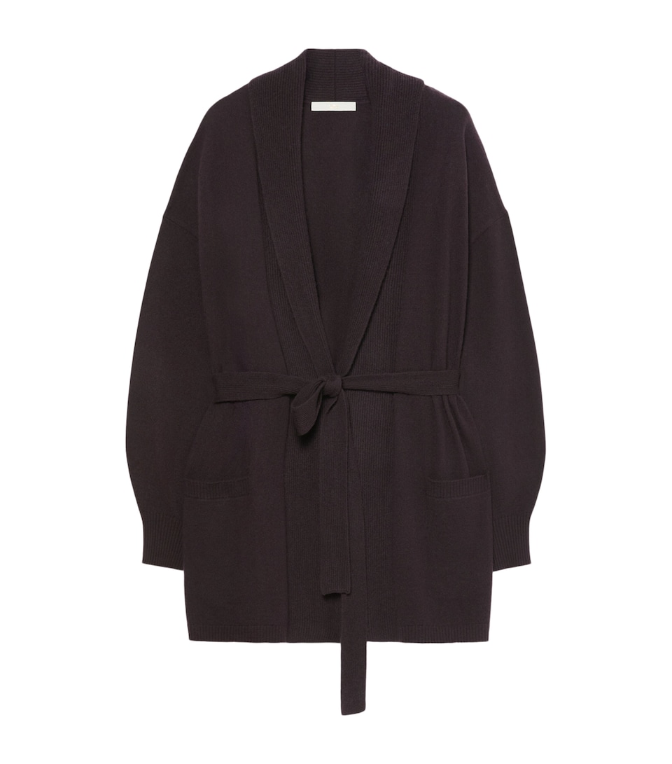 Marina Rinaldi Womens Cashmere Tie-Belt Cardigan Brown