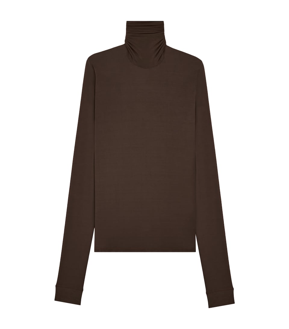 Saint Laurent Womens Stretch-Jersey Rollneck Top