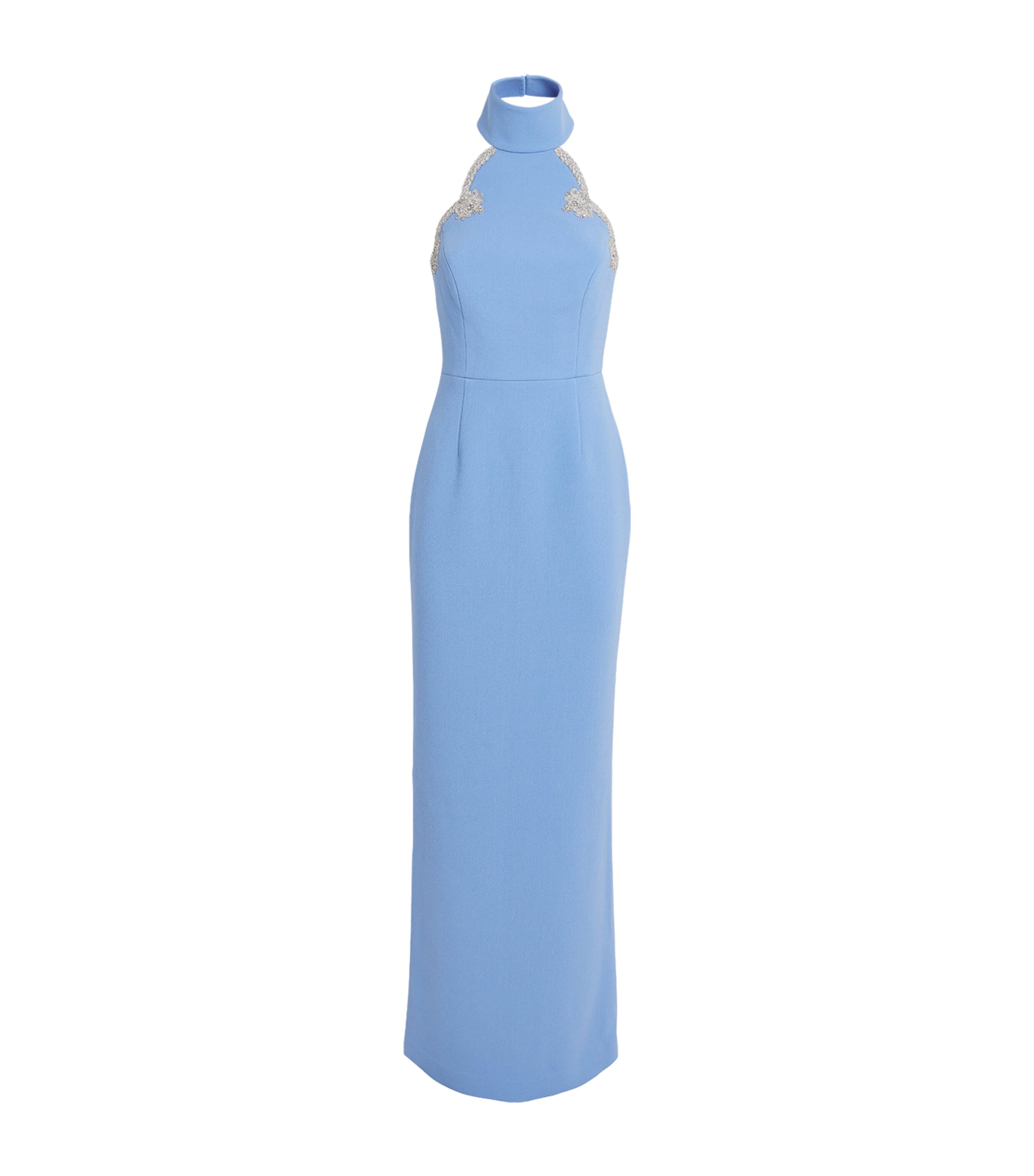 Rebecca Vallance Womens Embellished Halterneck Harlynn Maxi Dress Powder Blue