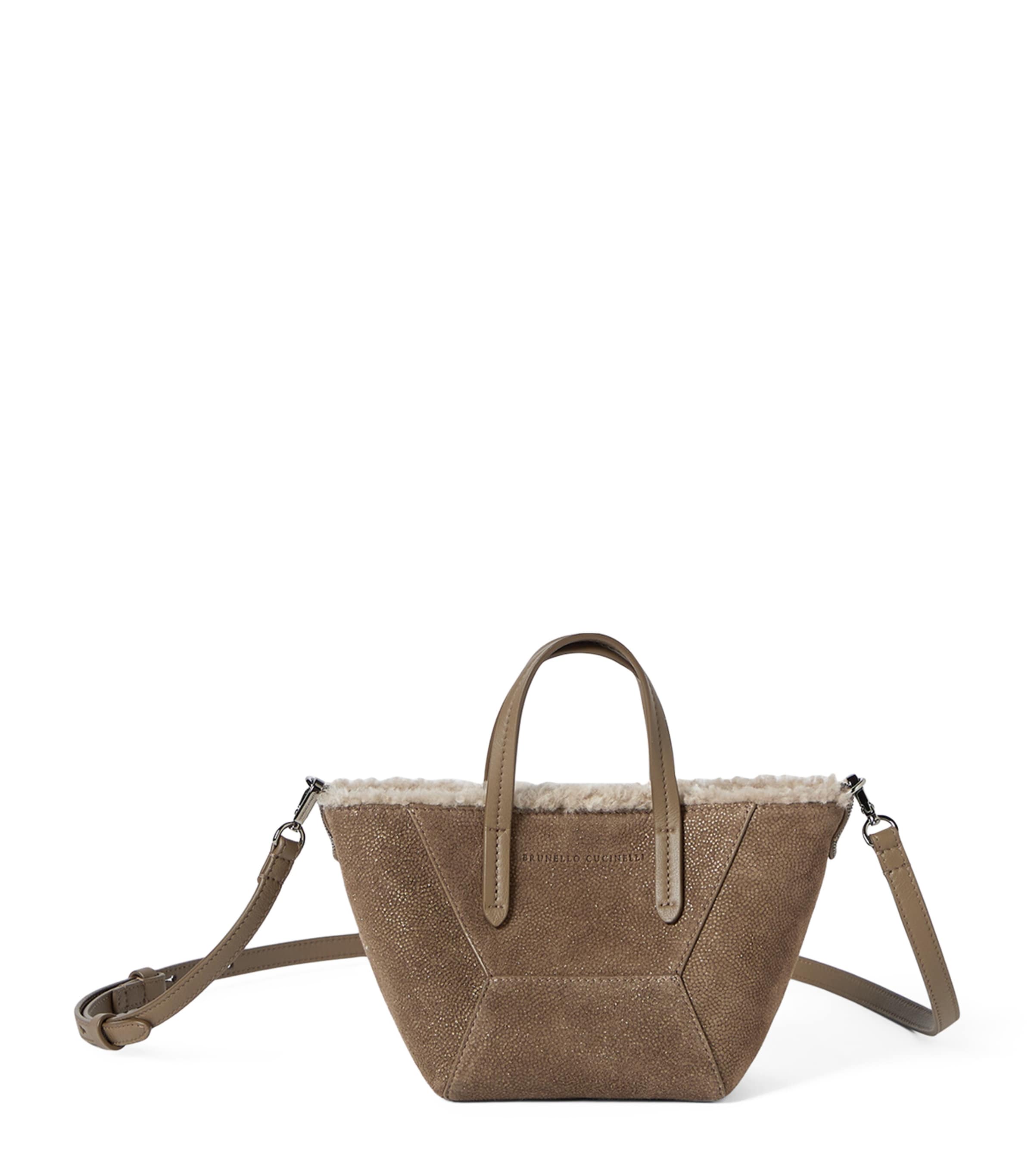 Brunello Cucinelli Mini Sparkling Leather BC Duo Top-Handle Bag
