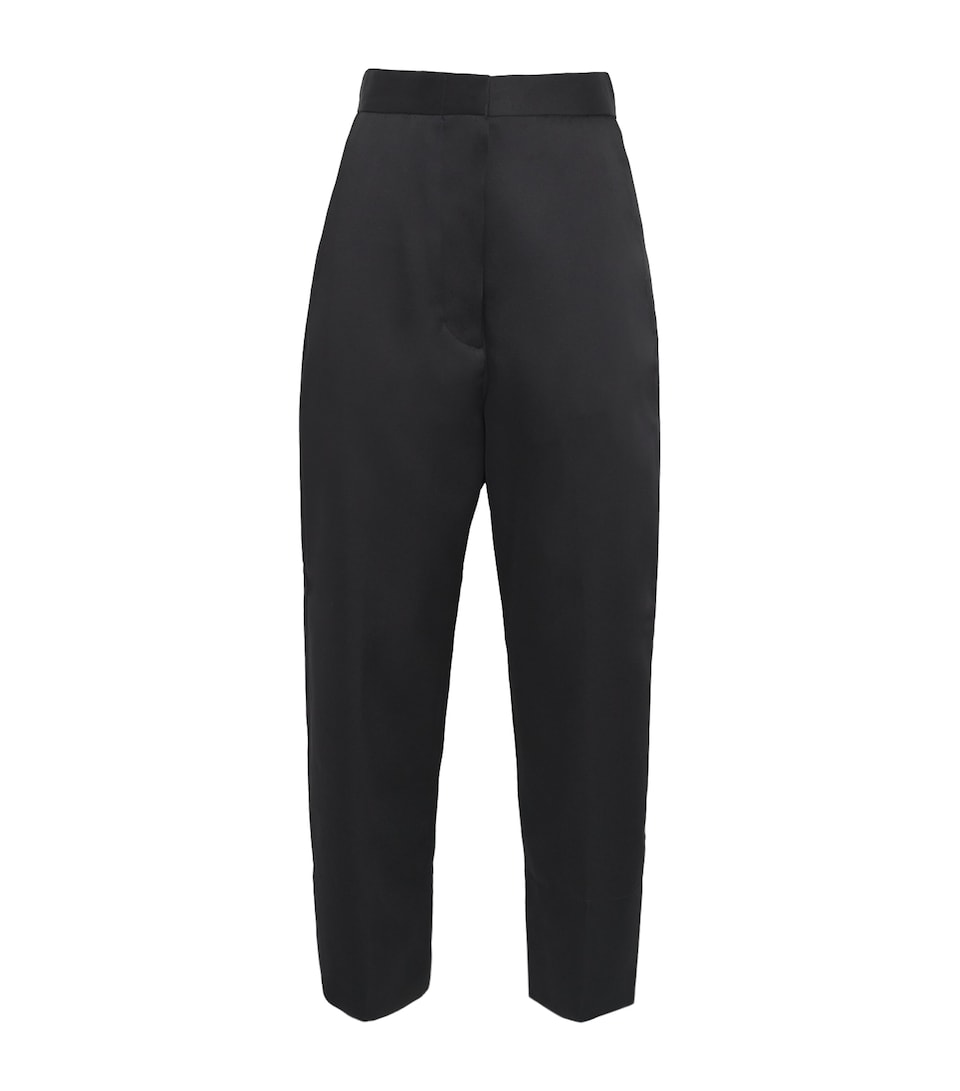 Source Unknown Womens Satin Wide-Leg Tuxedo Trousers Black