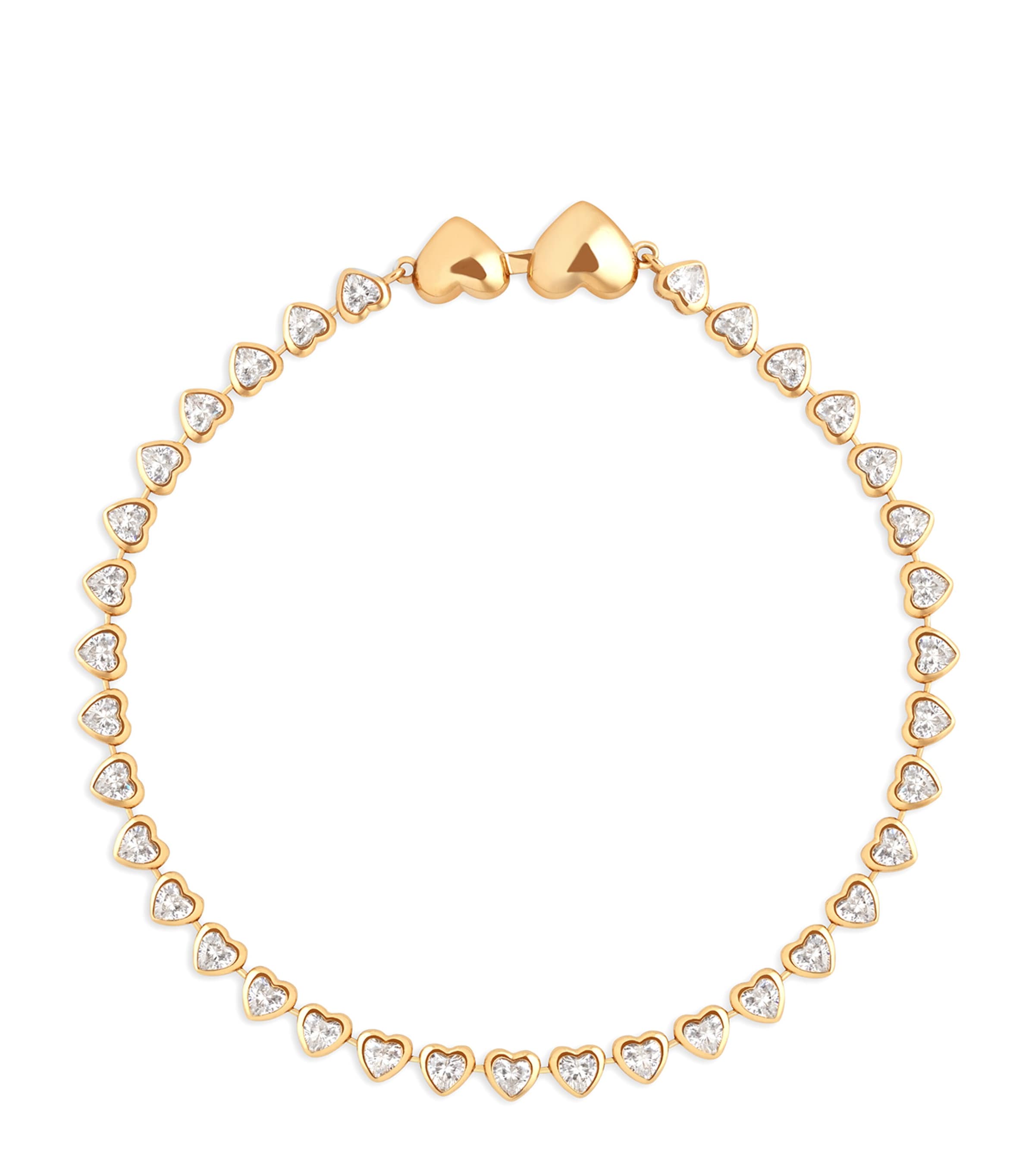 Yellow Gold-Plated Heart Tennis Bracelet