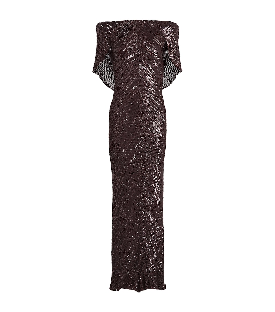 Jenny Packham Womens Sequin Sakari Gown Cacao