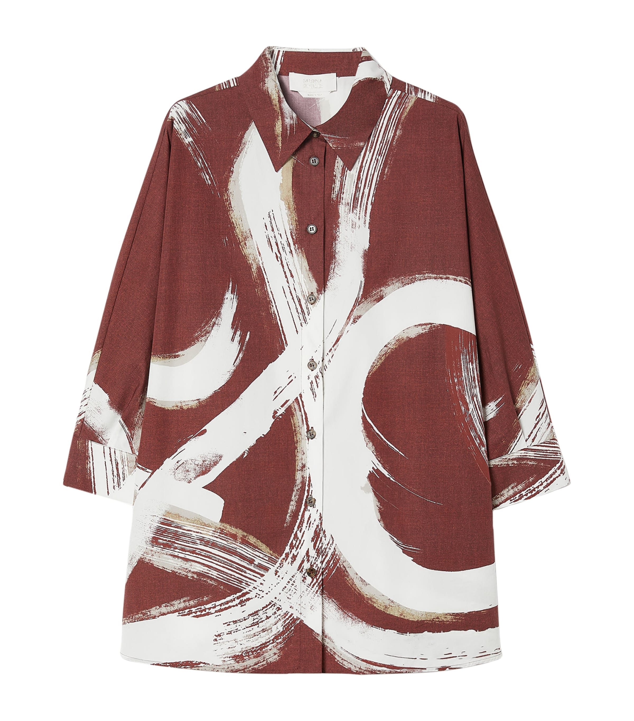 Marina Rinaldi Womens Cotton Print Shirt Brick Red