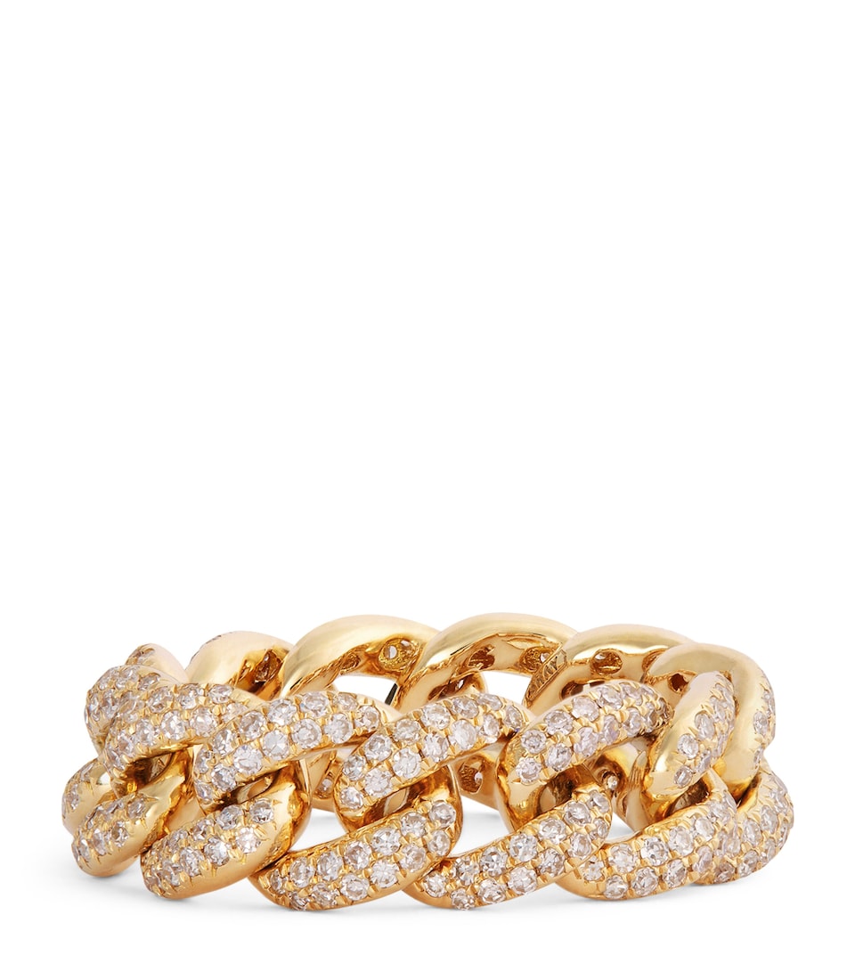 Yellow Gold and Diamond Pavé Link Ring