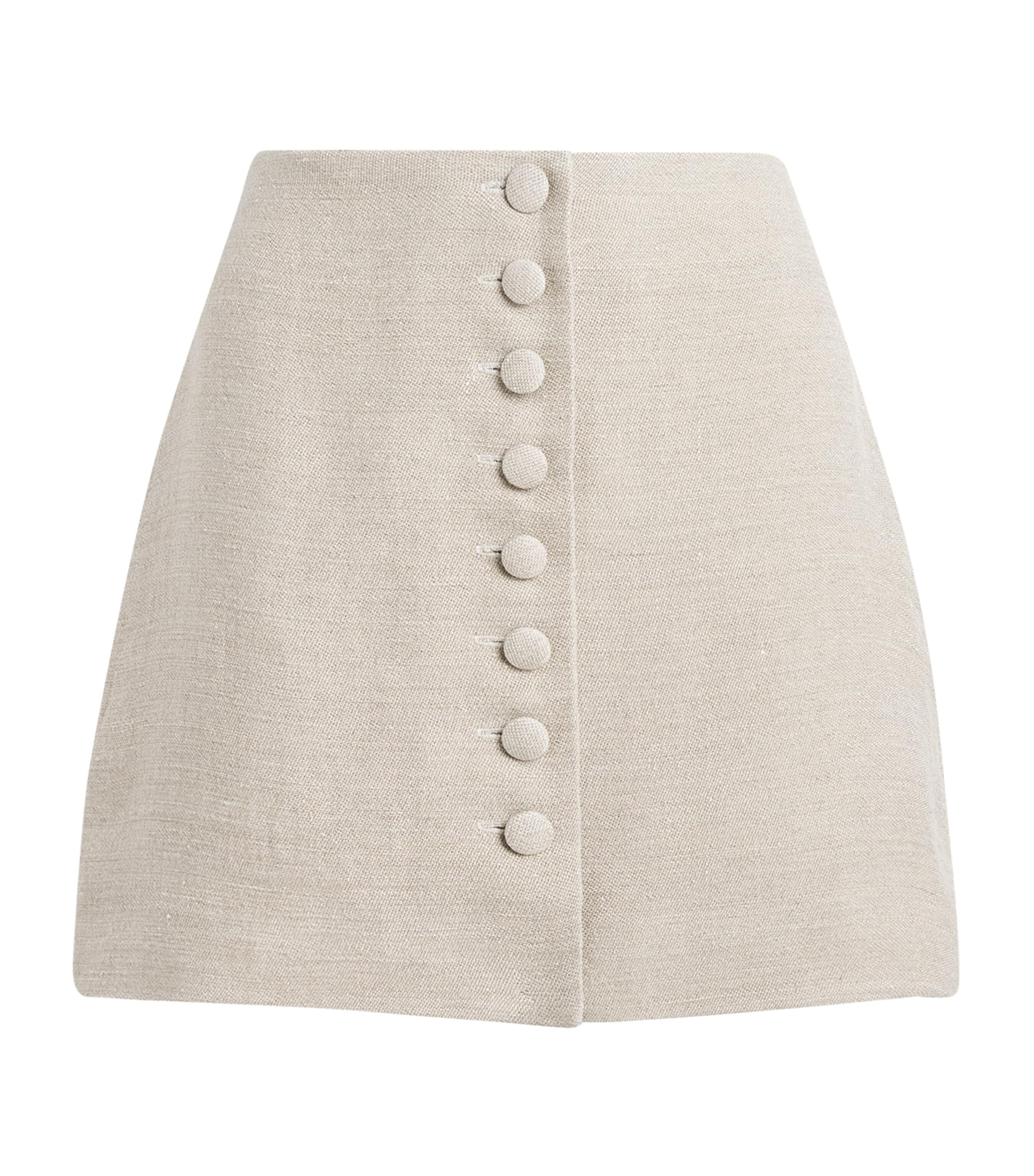 Liberowe Womens Linen Mini Skirt Beige