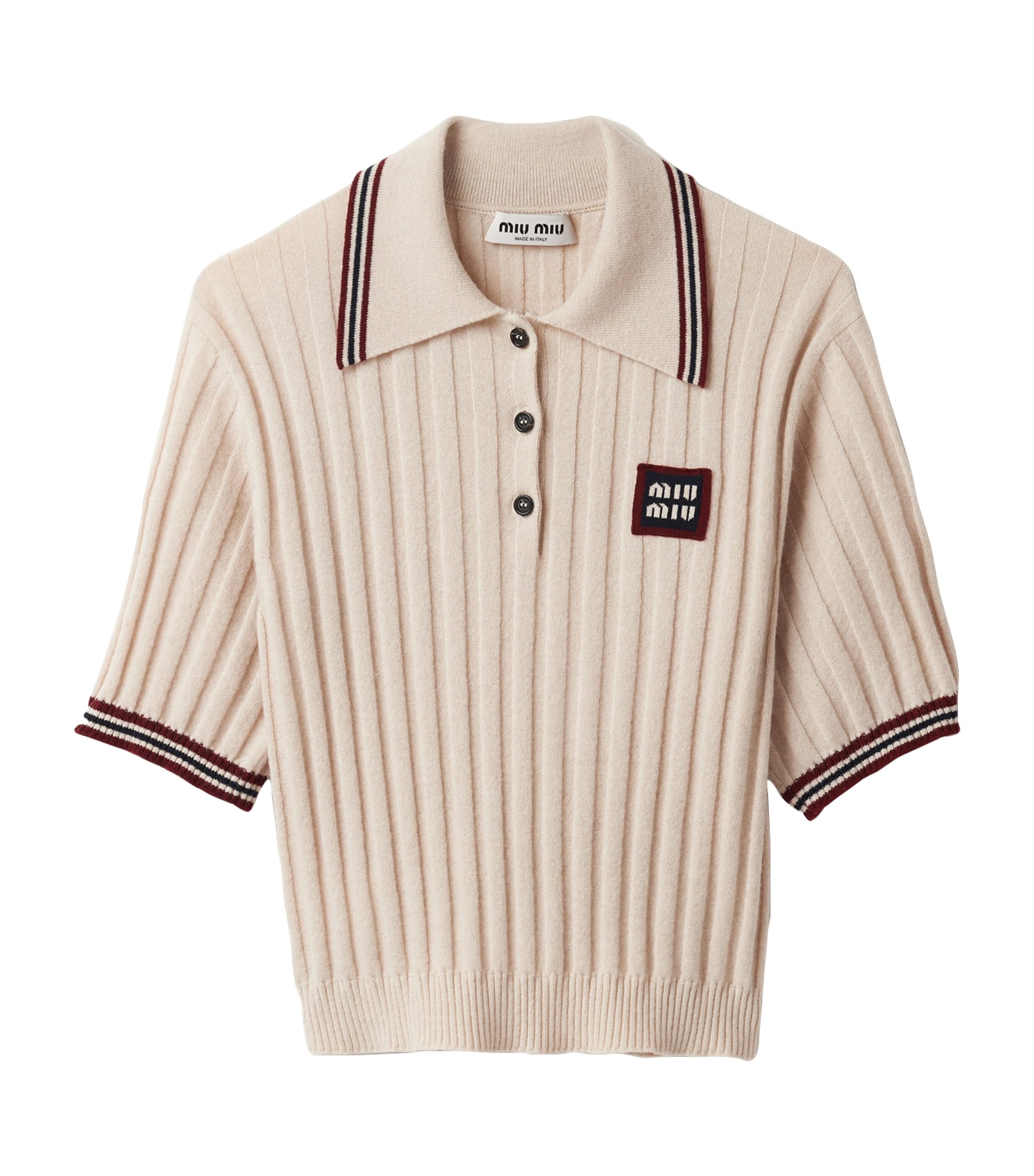 Miu Miu Womens Cashmere Knitted Polo Top
