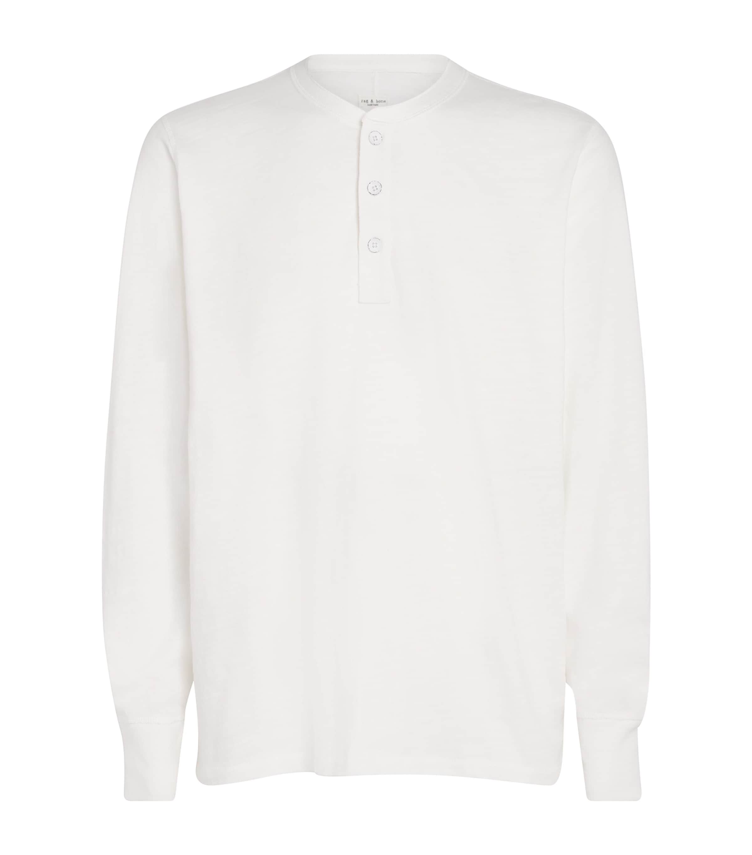 Rag & Bone Mens Cotton Henley T-Shirt White