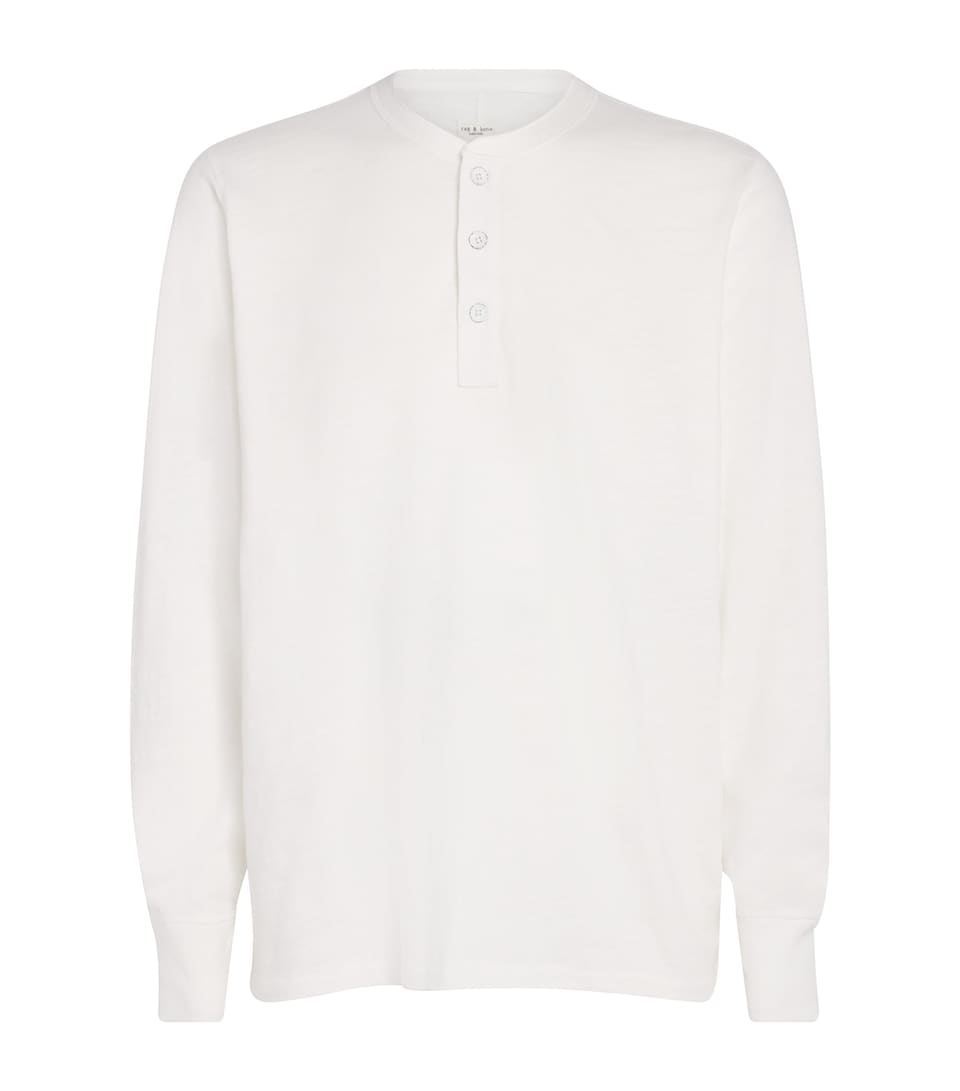 Rag & Bone Mens Cotton Henley T-Shirt White