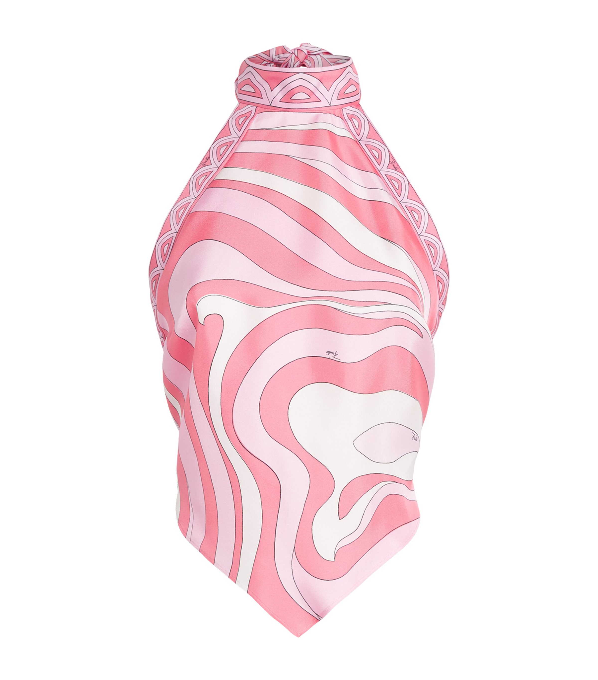 PUCCI Womens Silk Printed Halter Scarf Top Pink