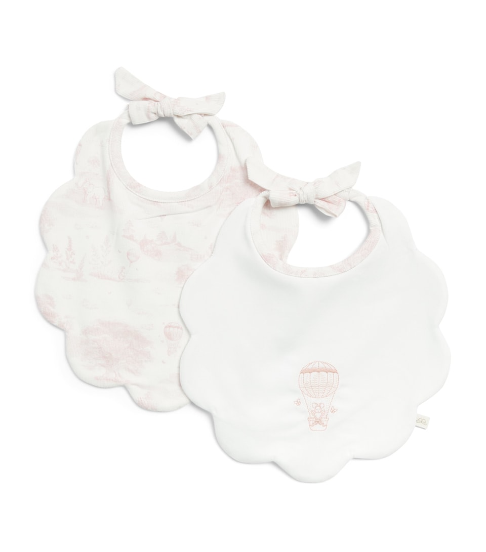 Marie-Chantal Cotton Toile du Jouy Marcy Bibs (Set of 2) Mc Pink
