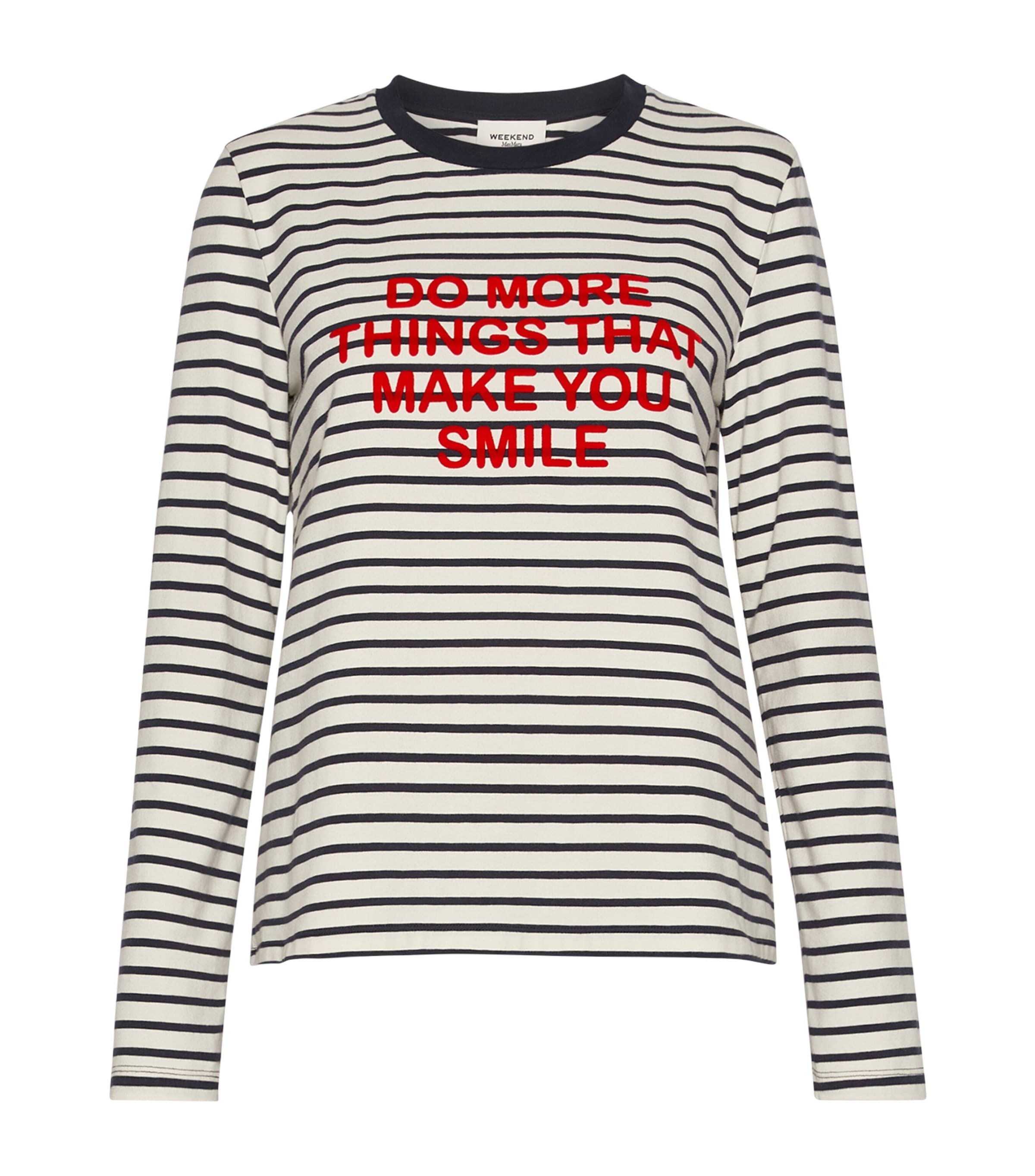 Weekend Max Mara Womens Stripe Slogan T-Shirt Navy