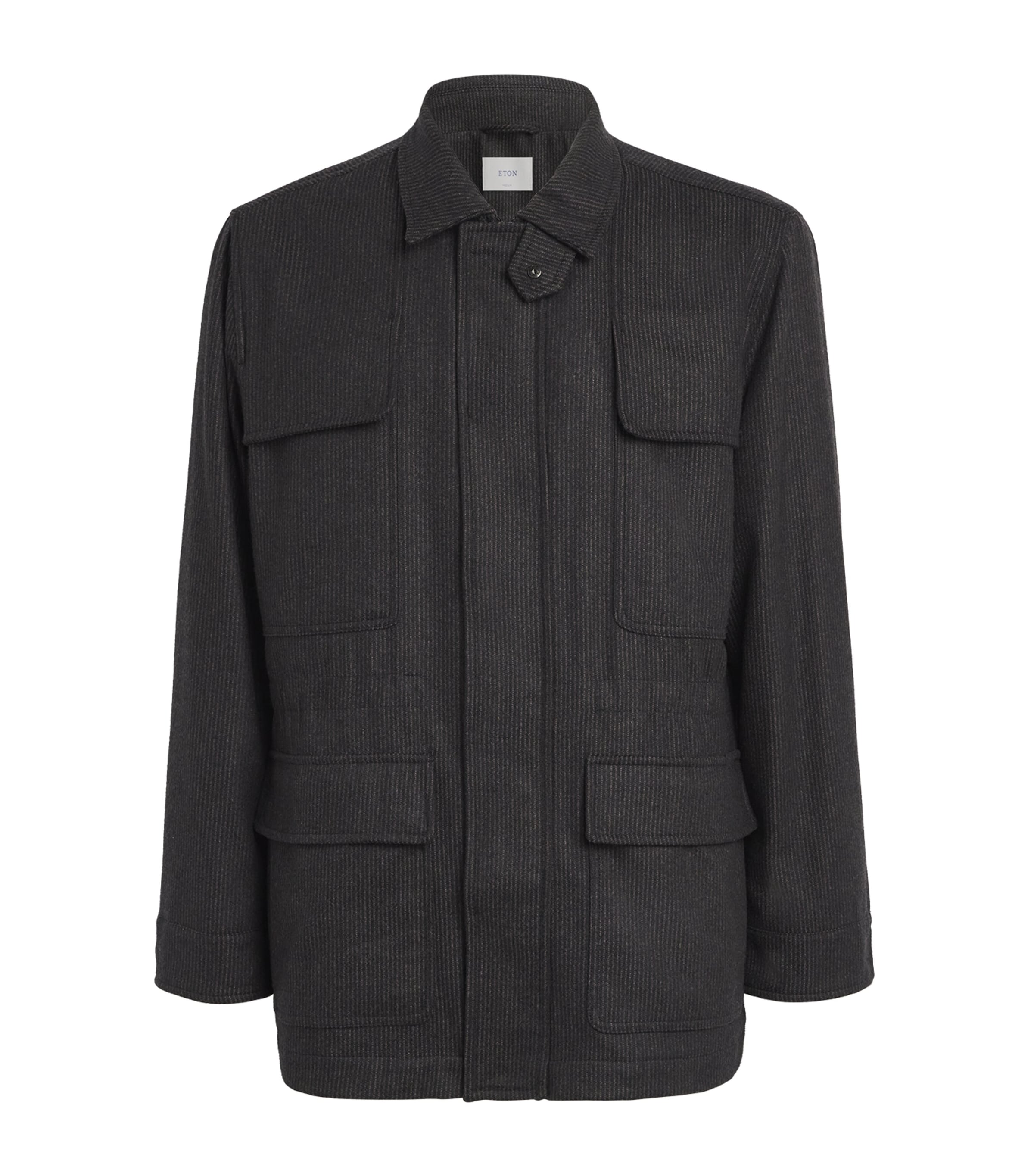 Eton Mens Wool-Cashmere Field Jacket Dark Brown