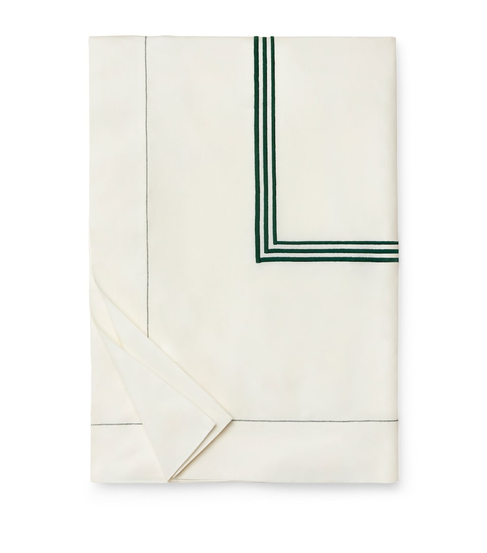 Pratesi Tre Righe Super King Duvet Cover (260cm x 220cm) Ivory/emerald