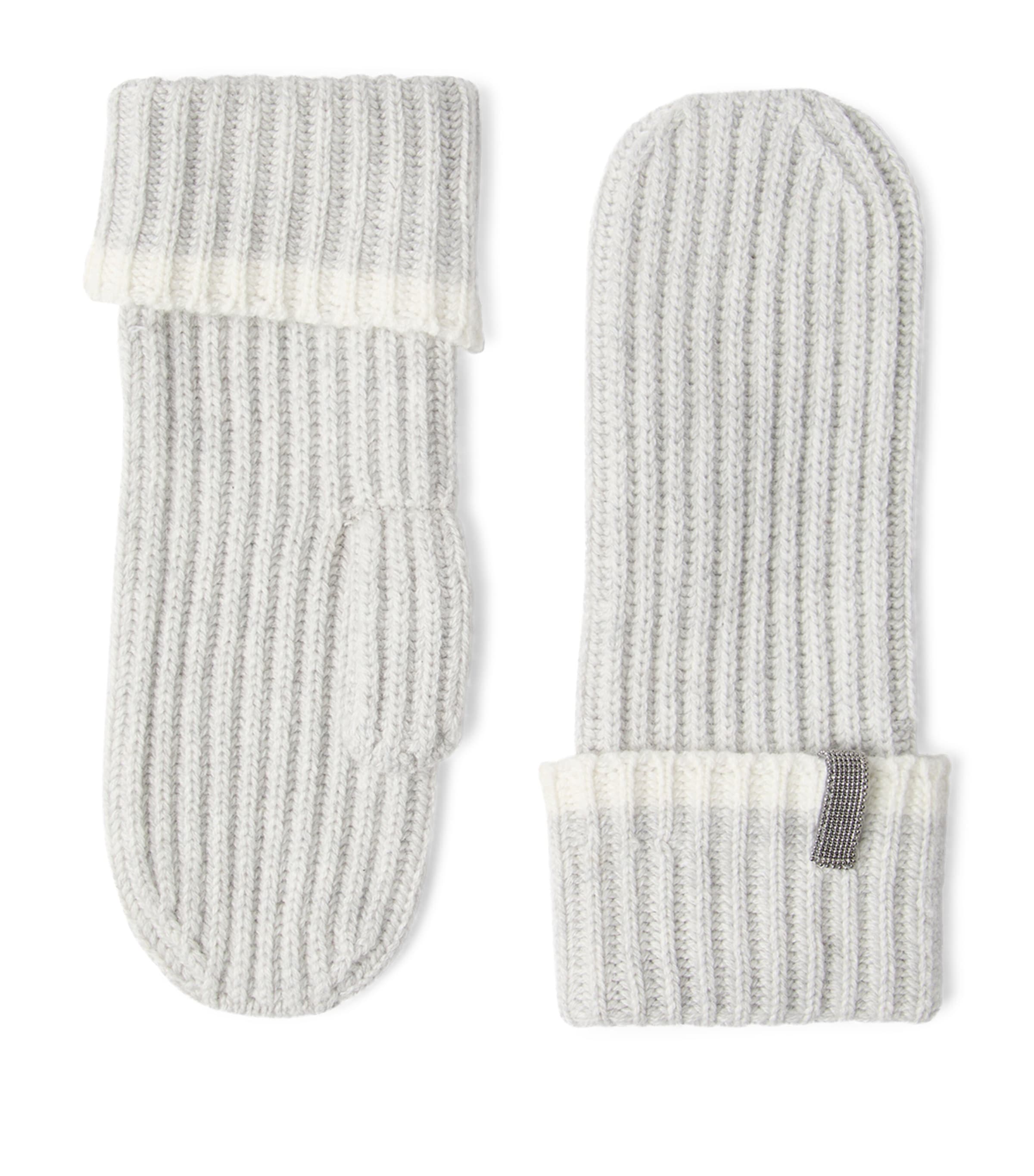 Brunello Cucinelli Cashmere Monili-Trim Mittens