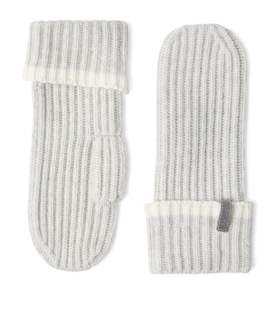 Brunello Cucinelli Cashmere Monili-Trim Mittens