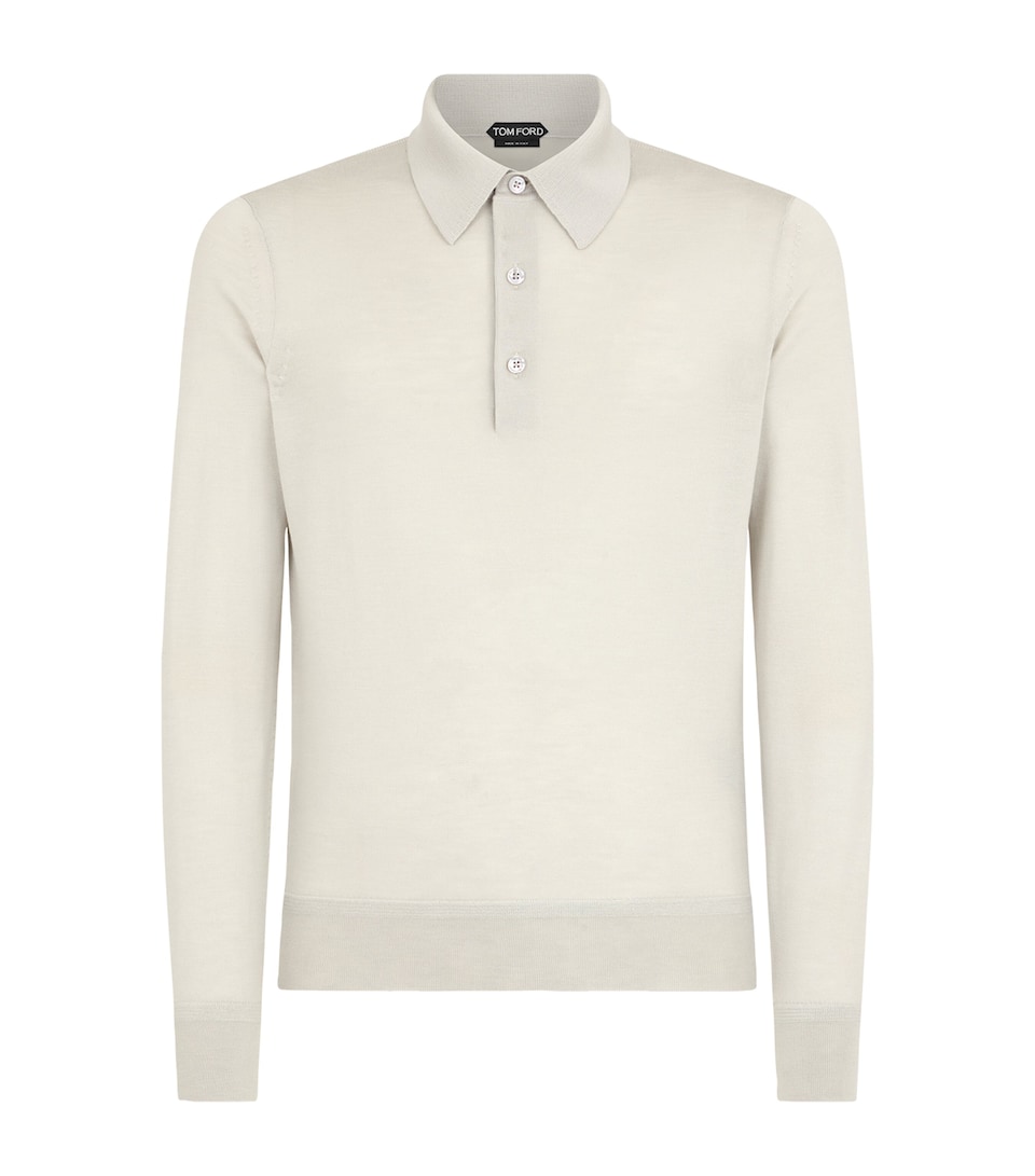 TOM FORD Mens Silk-Cashmere Long-Sleeve Polo Shirt Wae