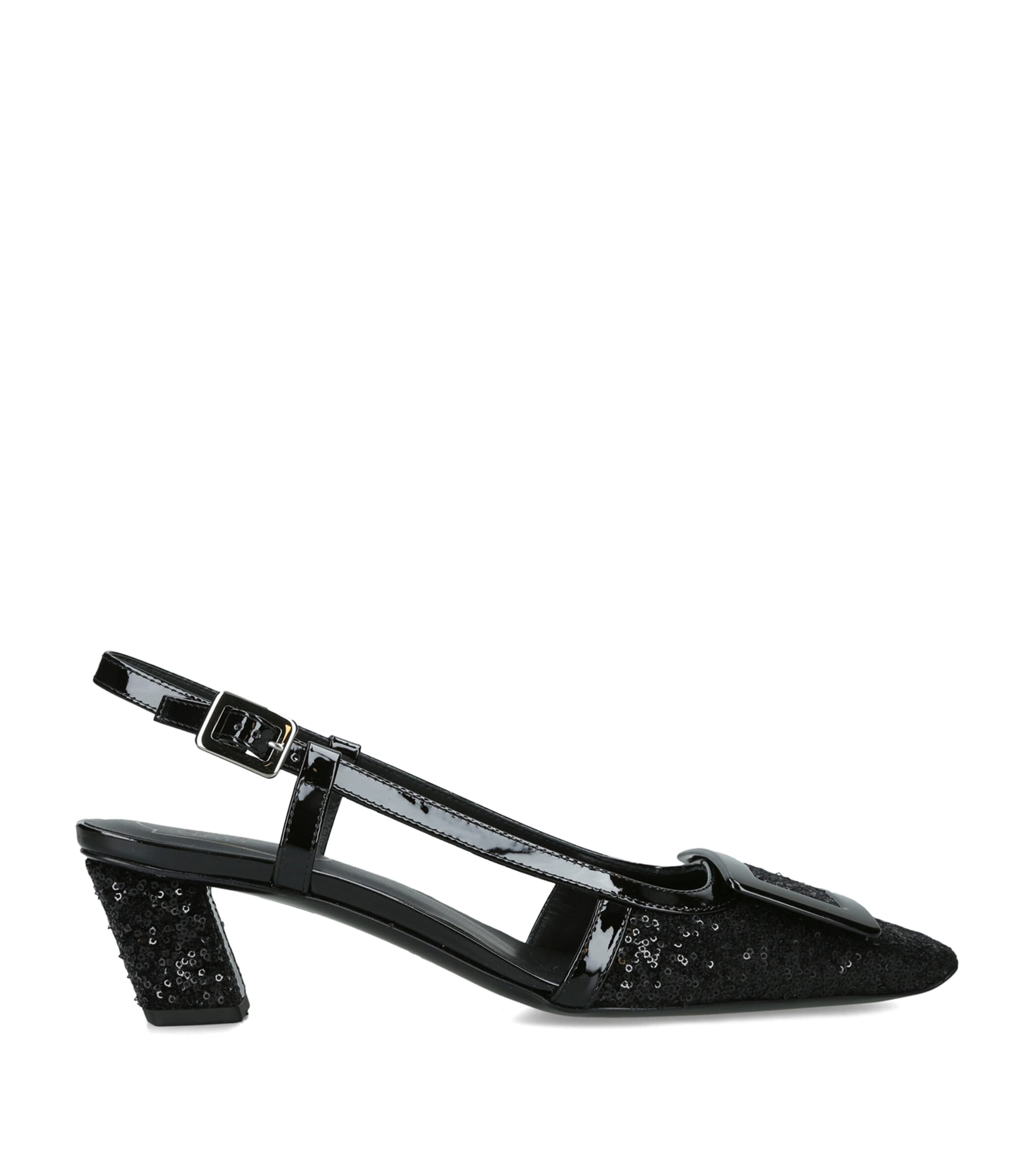 Roger Vivier Sequinned Belle Vivier Slingback Pumps 45 Black
