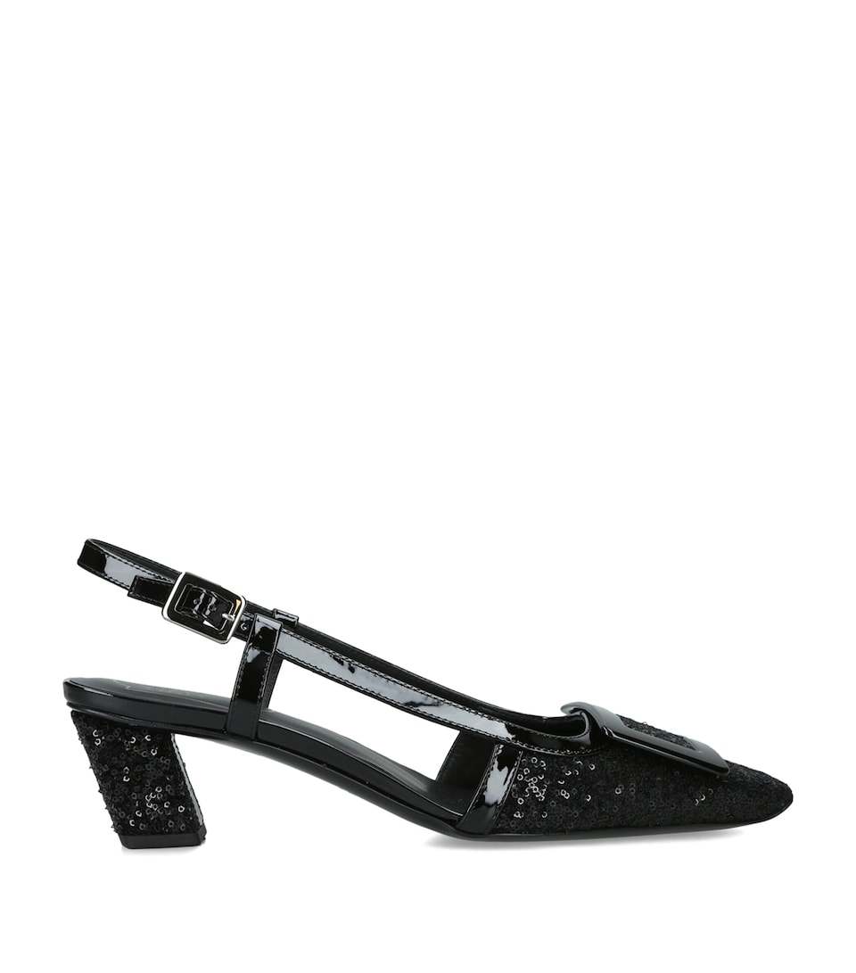 Roger Vivier Sequinned Belle Vivier Slingback Pumps 45 Black