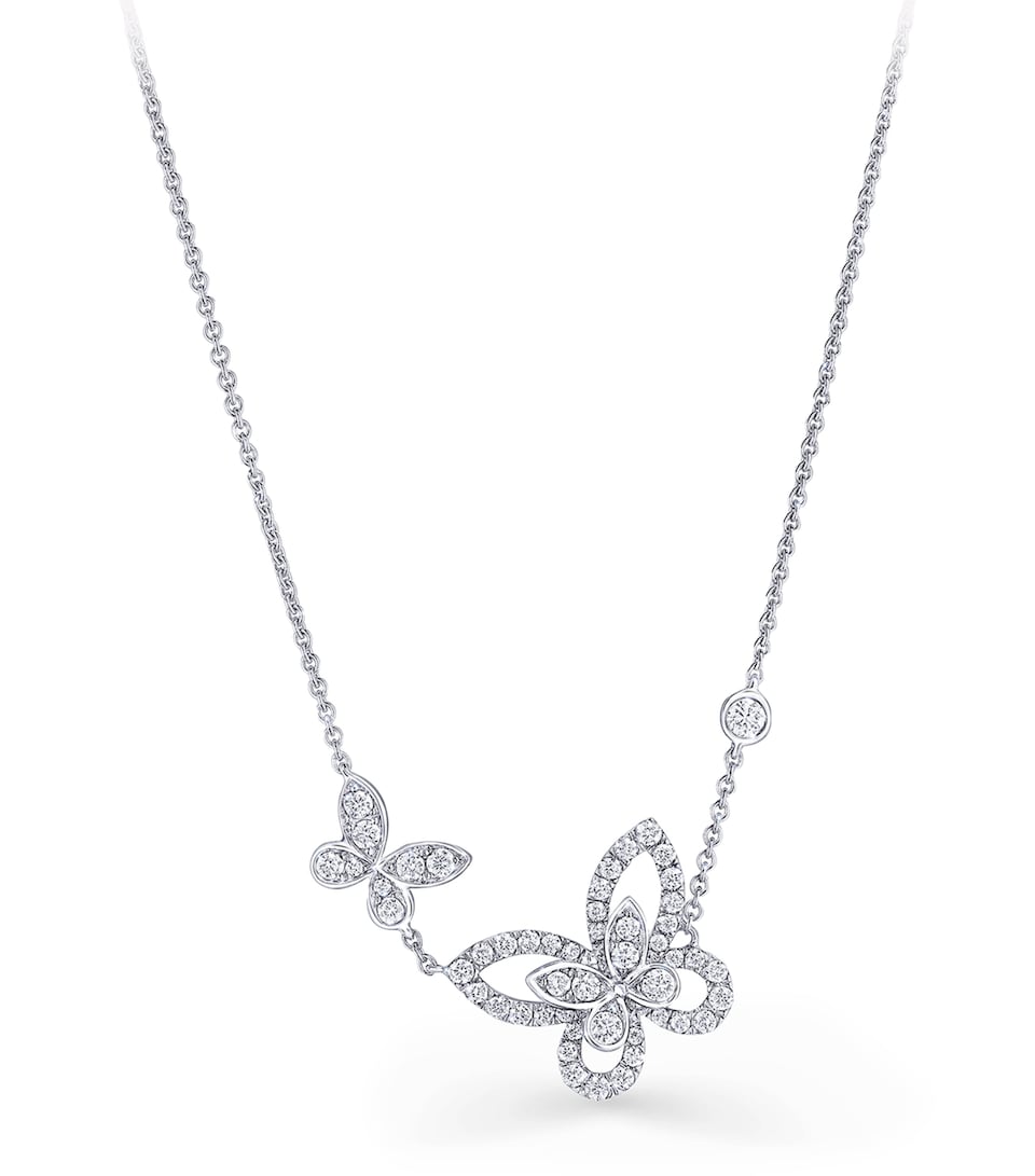 White Gold and Diamond Butterfly Necklace
