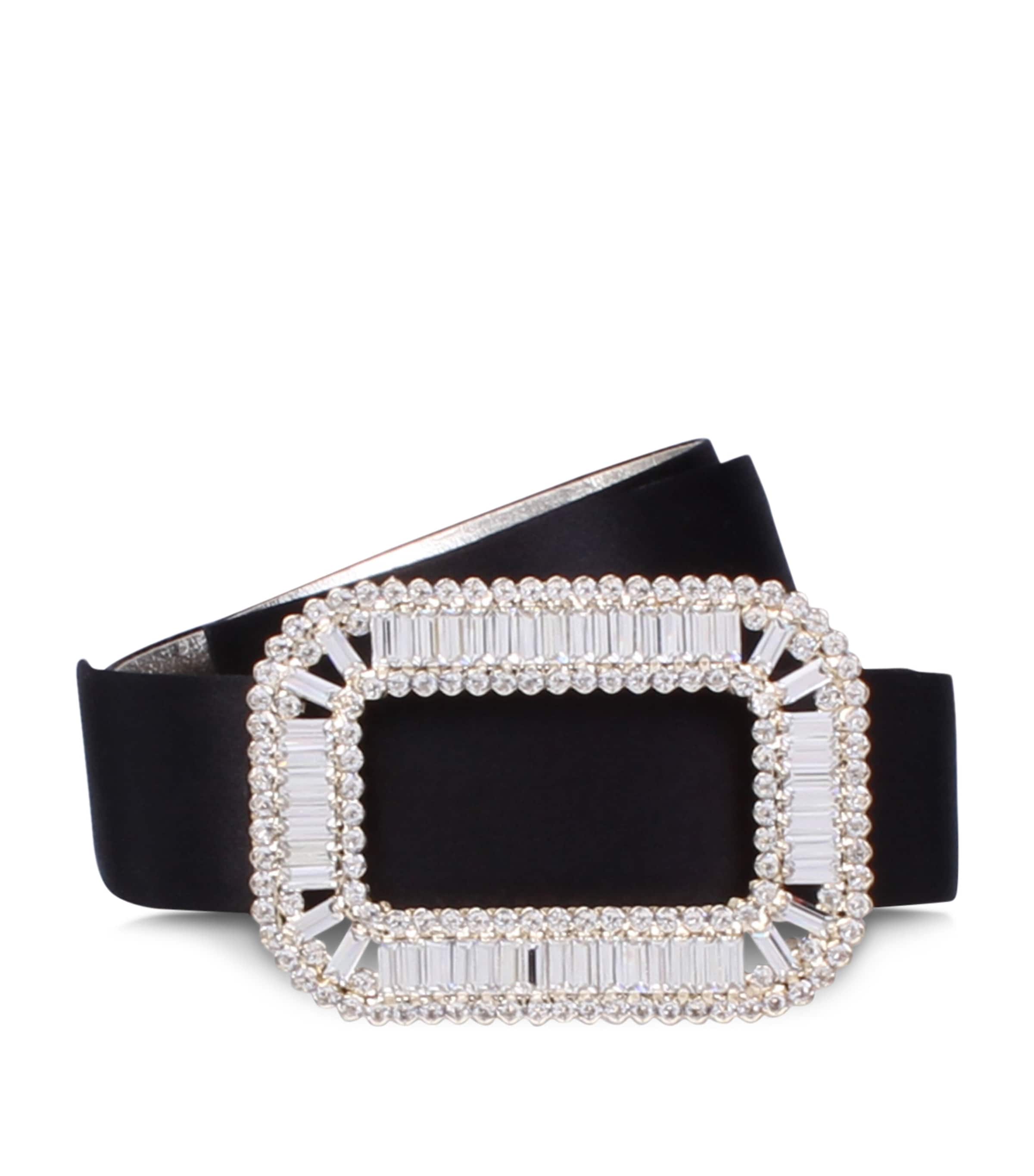 Roger Vivier Satin Pilgrim Belt Black